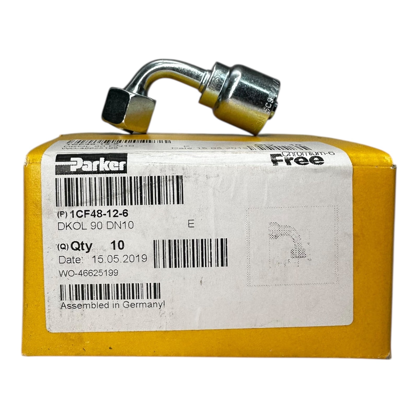 10x Parker 1CF48-12-6 Schlaucharmatur DKOL 90 DN10 Hydraulikanschluss