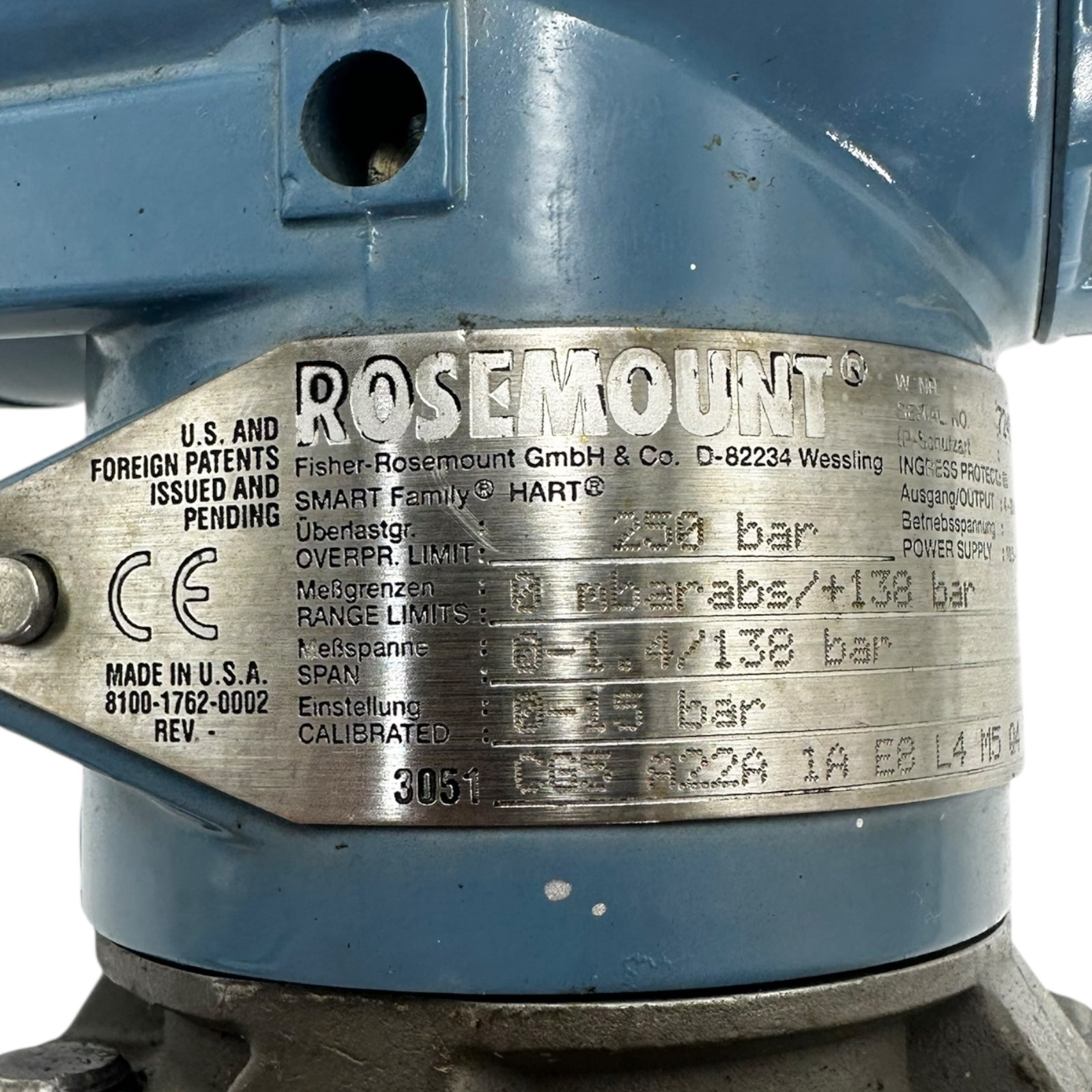Rosemount 3051 Drucktransmitter 932750 HART 4-20mA Edelstahl Sensor