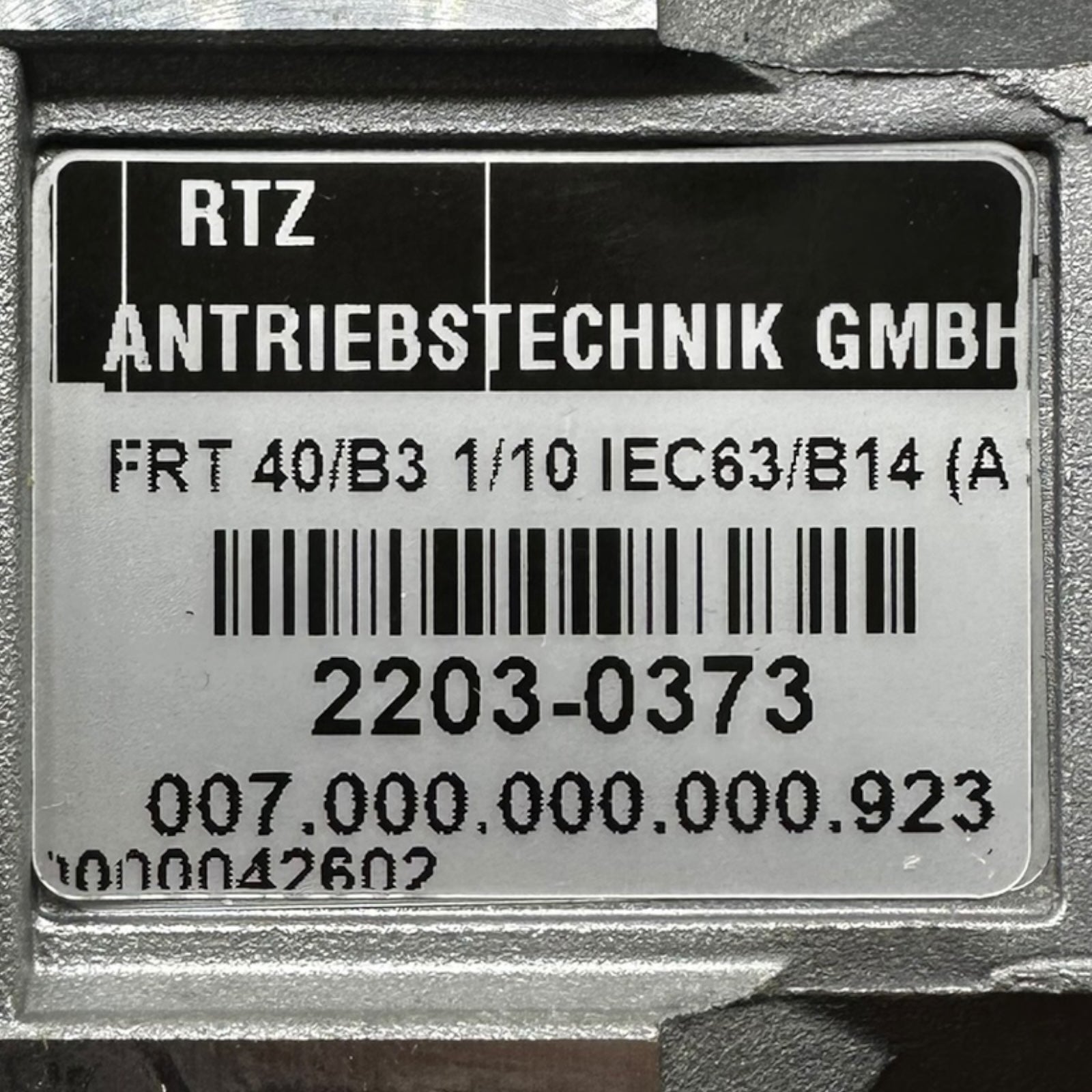 RTZ 2203-0373 FRT40/B31/10IEC63B14 Getriebe Getriebeeinheit Schneckengetriebe
