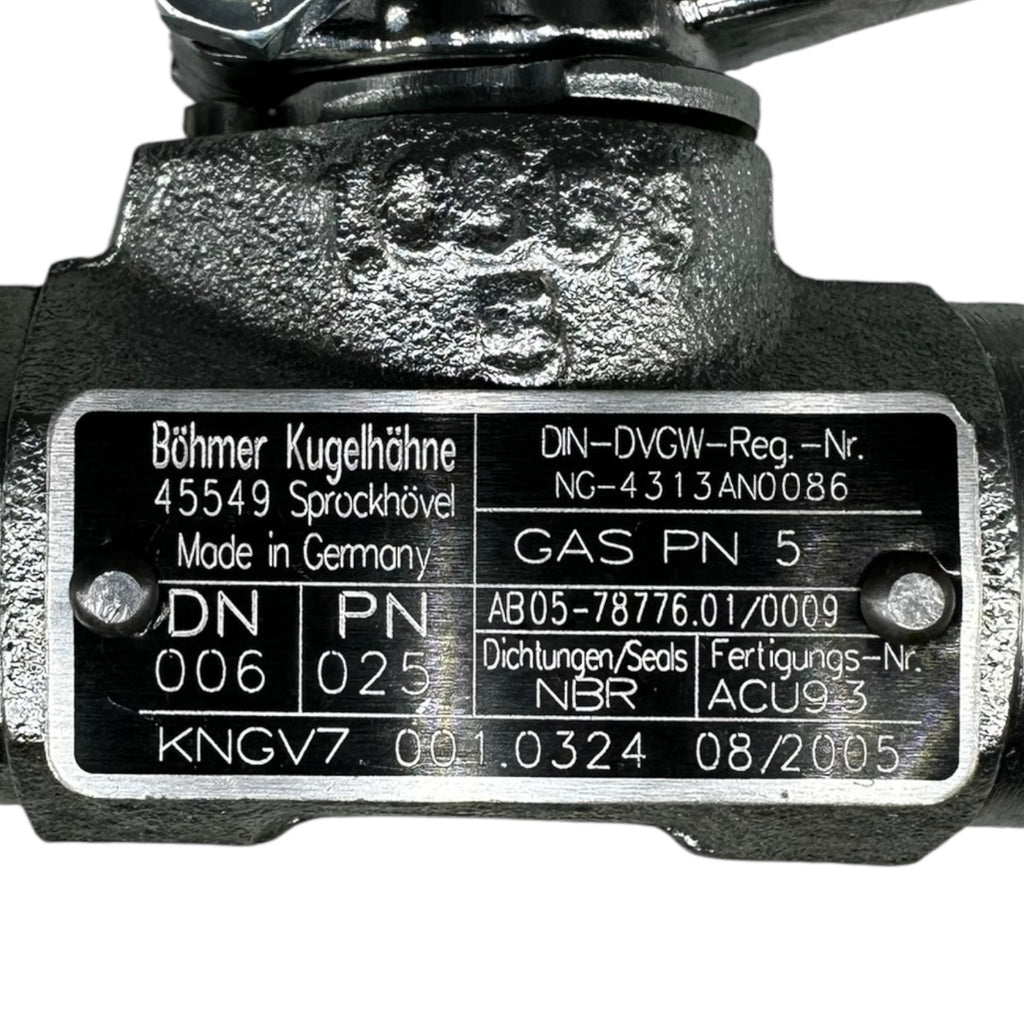 2x Böhmer KNGV7 001.0324 Kugelhahn DN6 PN25 Gasventil NBR DVGW geprüft
