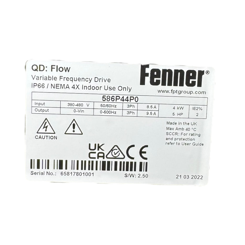Fenner QD:Flow 586P44P0 Frequenzumrichter 9,5A 4kW 380-480V 3PH IP66 UNUSED