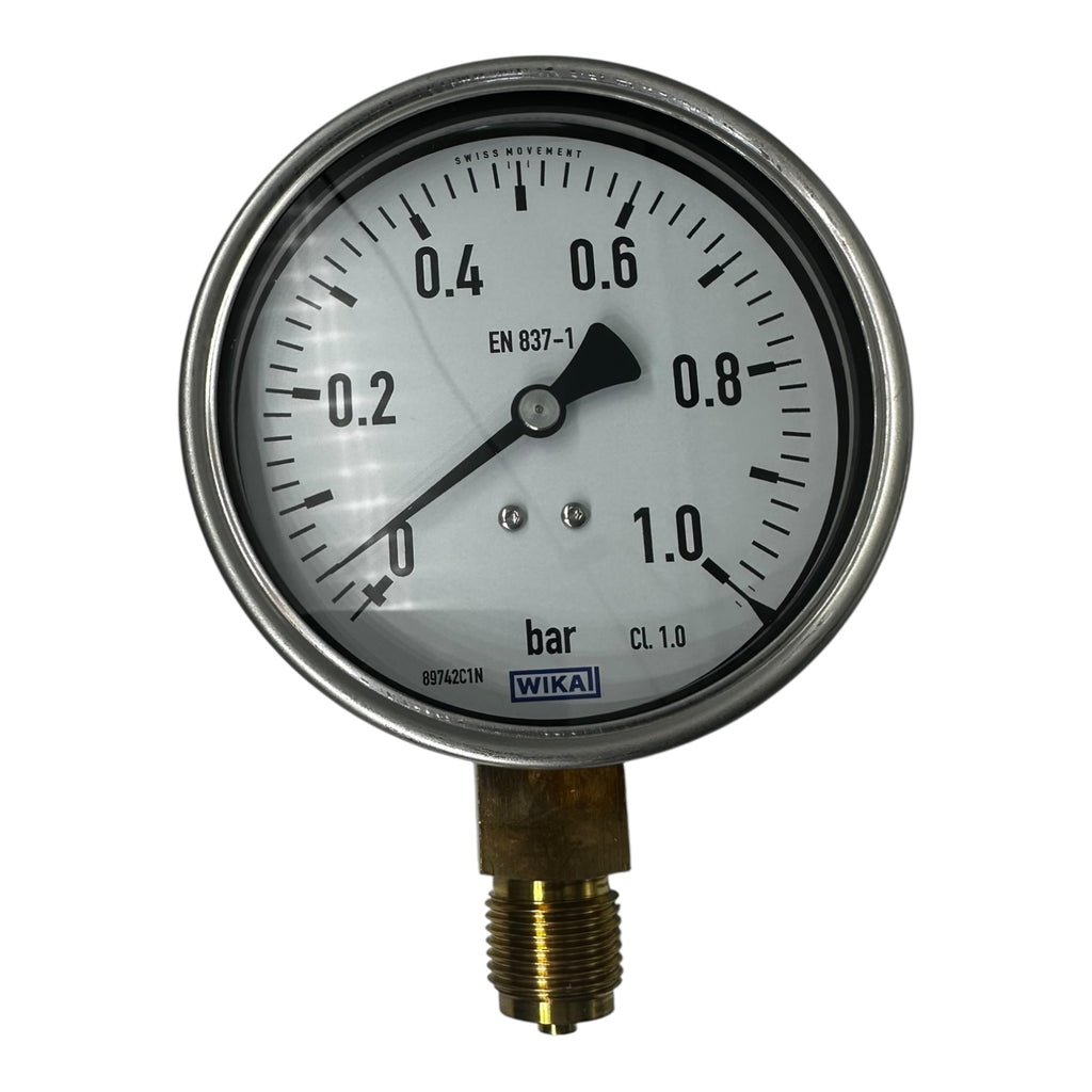WIKA Manometer 212.20.100 0–1 bar G1/2B unten Klasse 1.0 Edelstahl neu