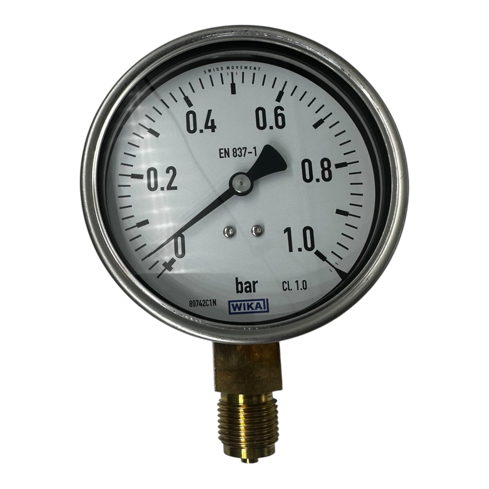 WIKA Manometer 212.20.100 0–1 bar G1/2B unten Klasse 1.0 Edelstahl neu