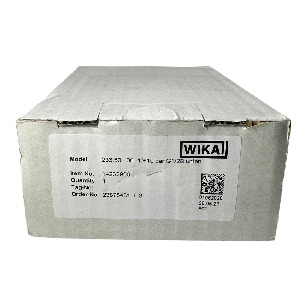 WIKA Manometer 233.50.100 -1…+10 bar G1/2B unten Edelstahl 316L Klasse 1.0