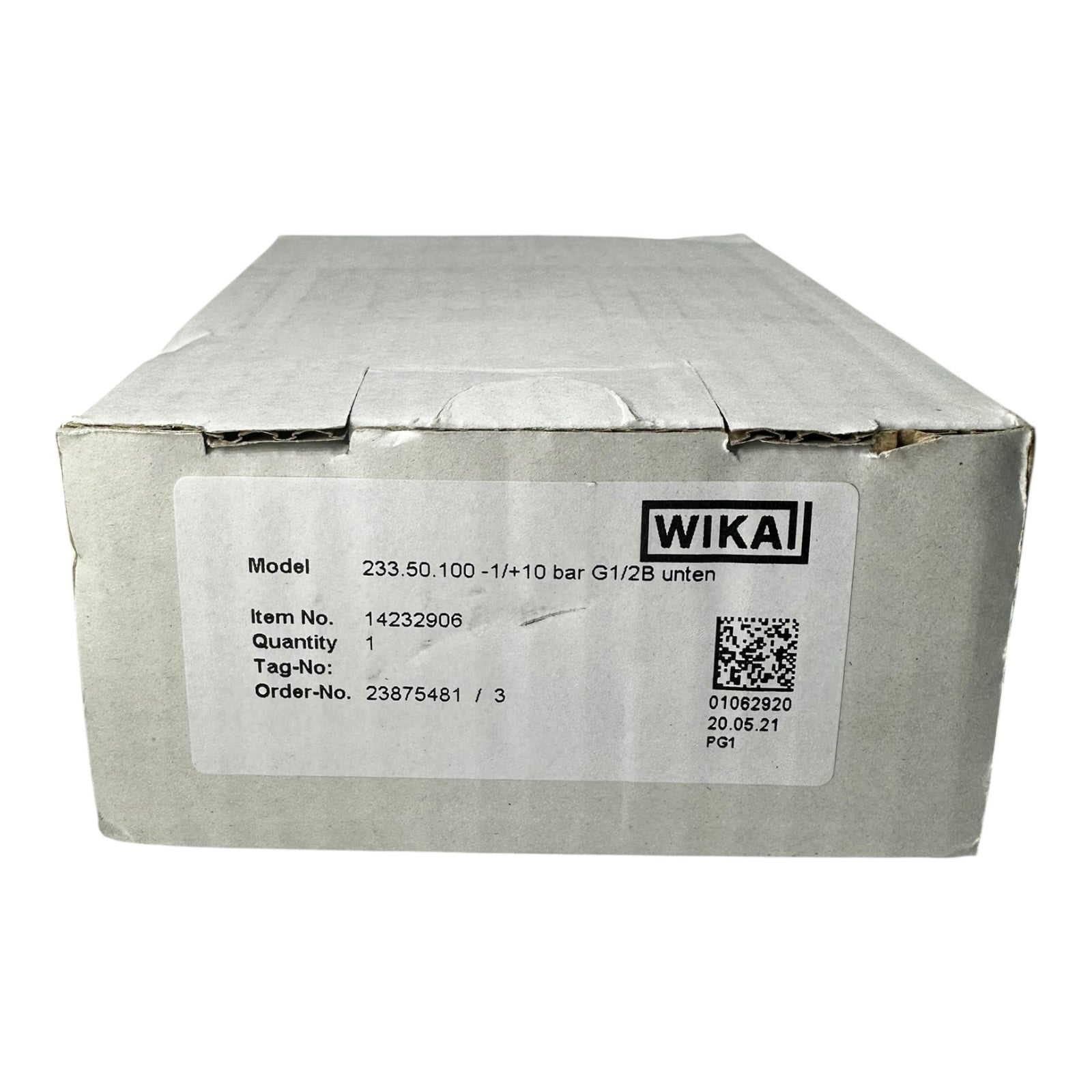 WIKA Manometer 233.50.100 -1…+10 bar G1/2B unten Edelstahl 316L Klasse 1.0