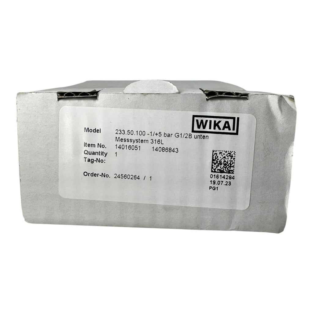 WIKA Manometer 233.50.100 -1…+5 bar G1/2B unten Edelstahl 316L Klasse 1.0