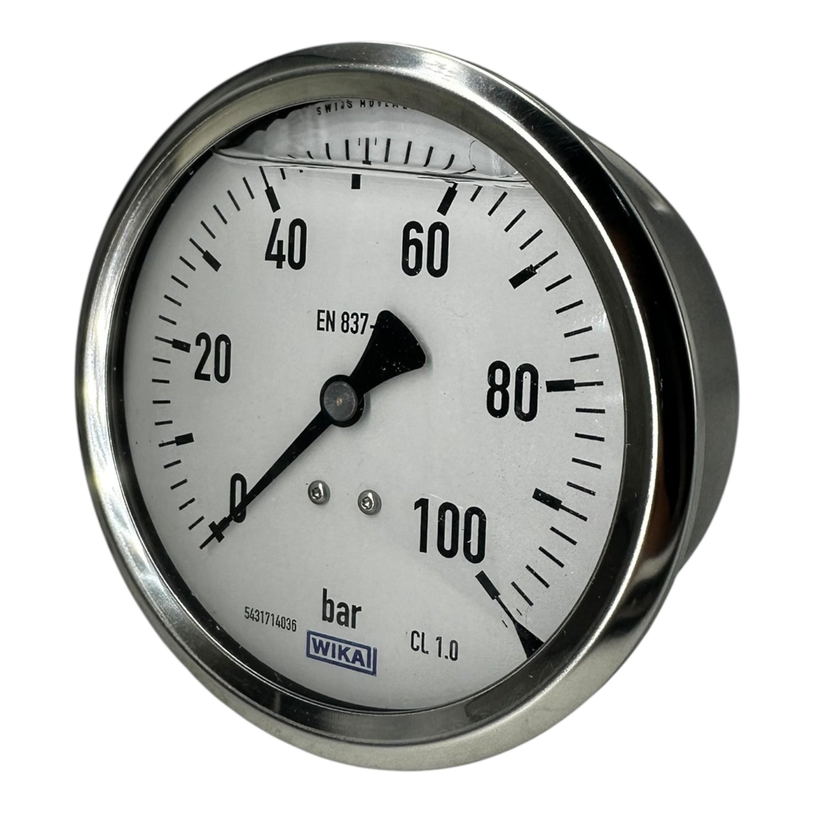 WIKA Manometer 213.53.100 100 bar G1/2B hinten exzentrisch 100mm Druckmesser