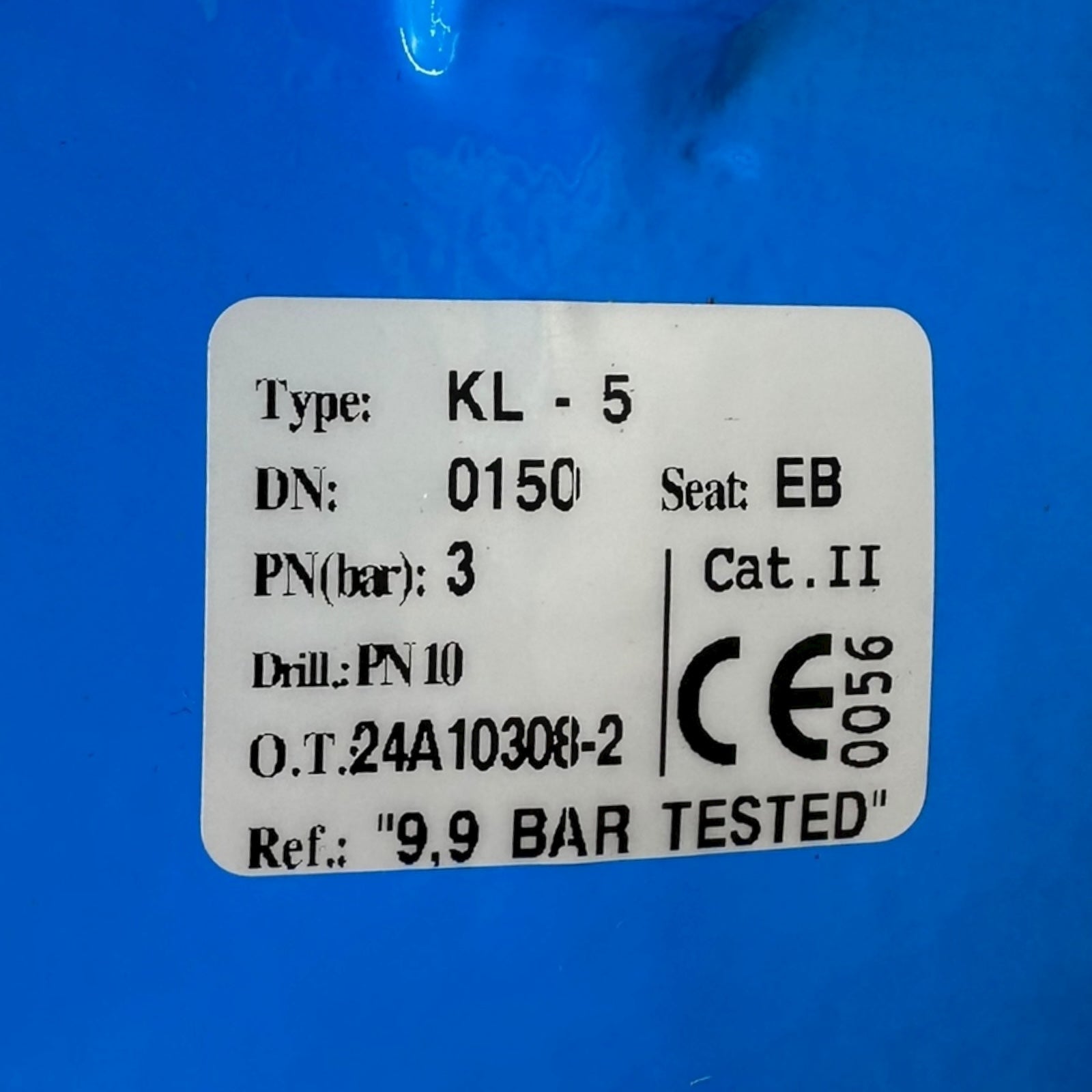 Absperrklappe KL-5 DN150 PN3 PN10 EB-Sitz Edelstahl Klappe 9.9bar getestet neu