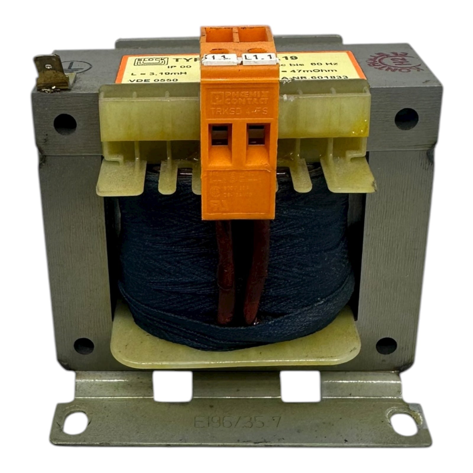 BLOCK NKE 16/3,19 Drosselspule 3,19 mH 16A 47 mΩ IP00 T40/E Trafo Spule