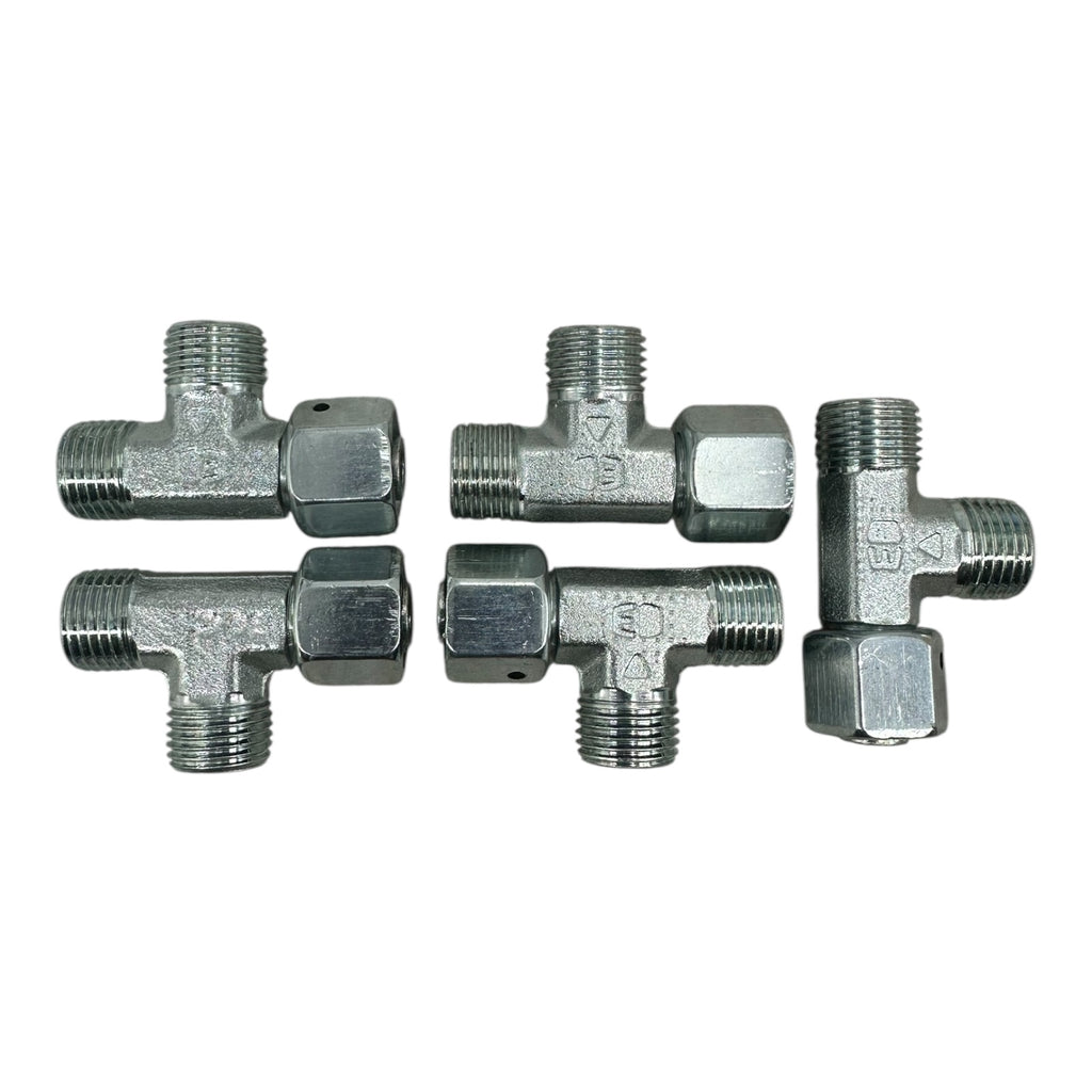 5x Parker EL10LOMDCF EO Swivel Nut Run Tee T-Stück Hydraulik Verschraubung