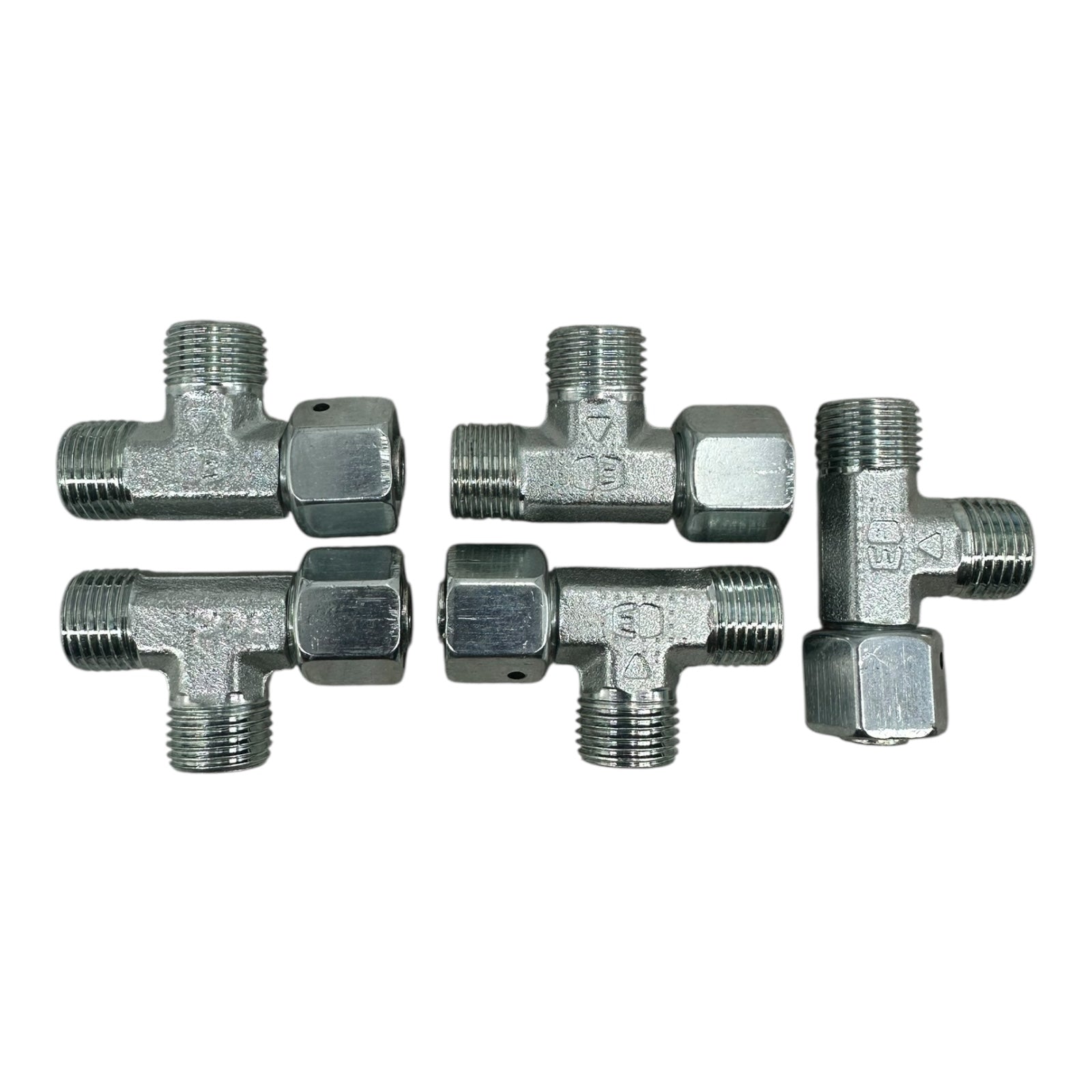 5x Parker EL10LOMDCF EO Swivel Nut Run Tee T-Stück Hydraulik Verschraubung