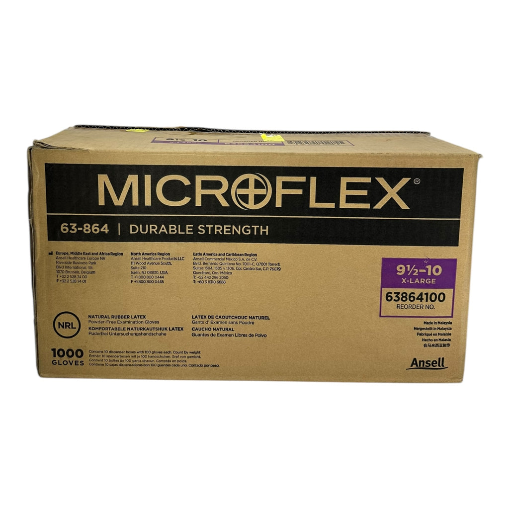 1000x Ansell Microflex 63-864 Latexhandschuhe XL 9½–10 puderfrei 1000 Stück