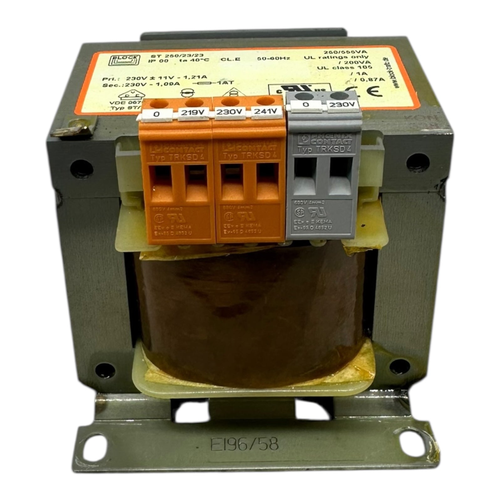 BLOCK ST 250/23/23 Transformator 230V 219/230/241V 250VA Trafo