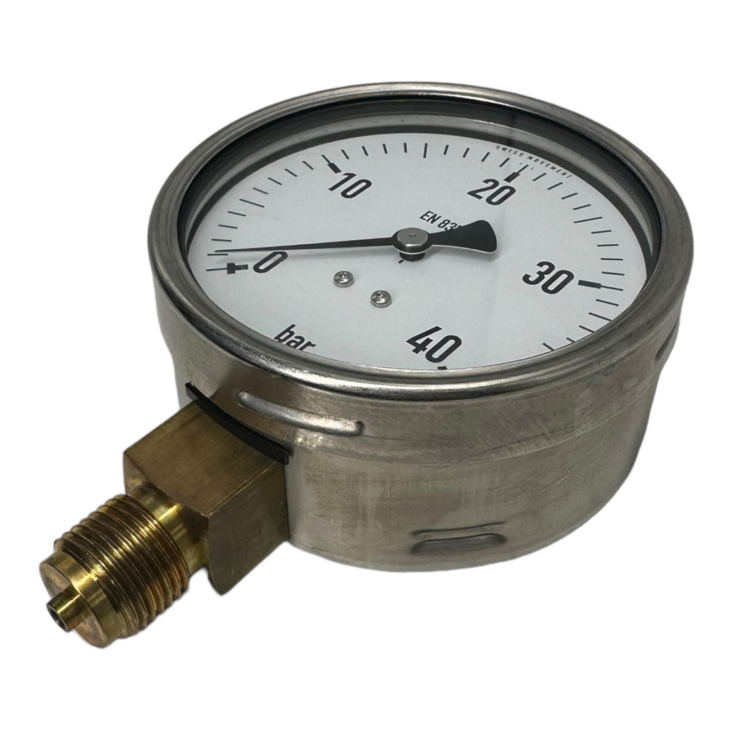 WIKA 0-40Bar Manometer senkrecht Ø100 mm, Edelstahl / Messing Klasse 1,0 / 40BAR