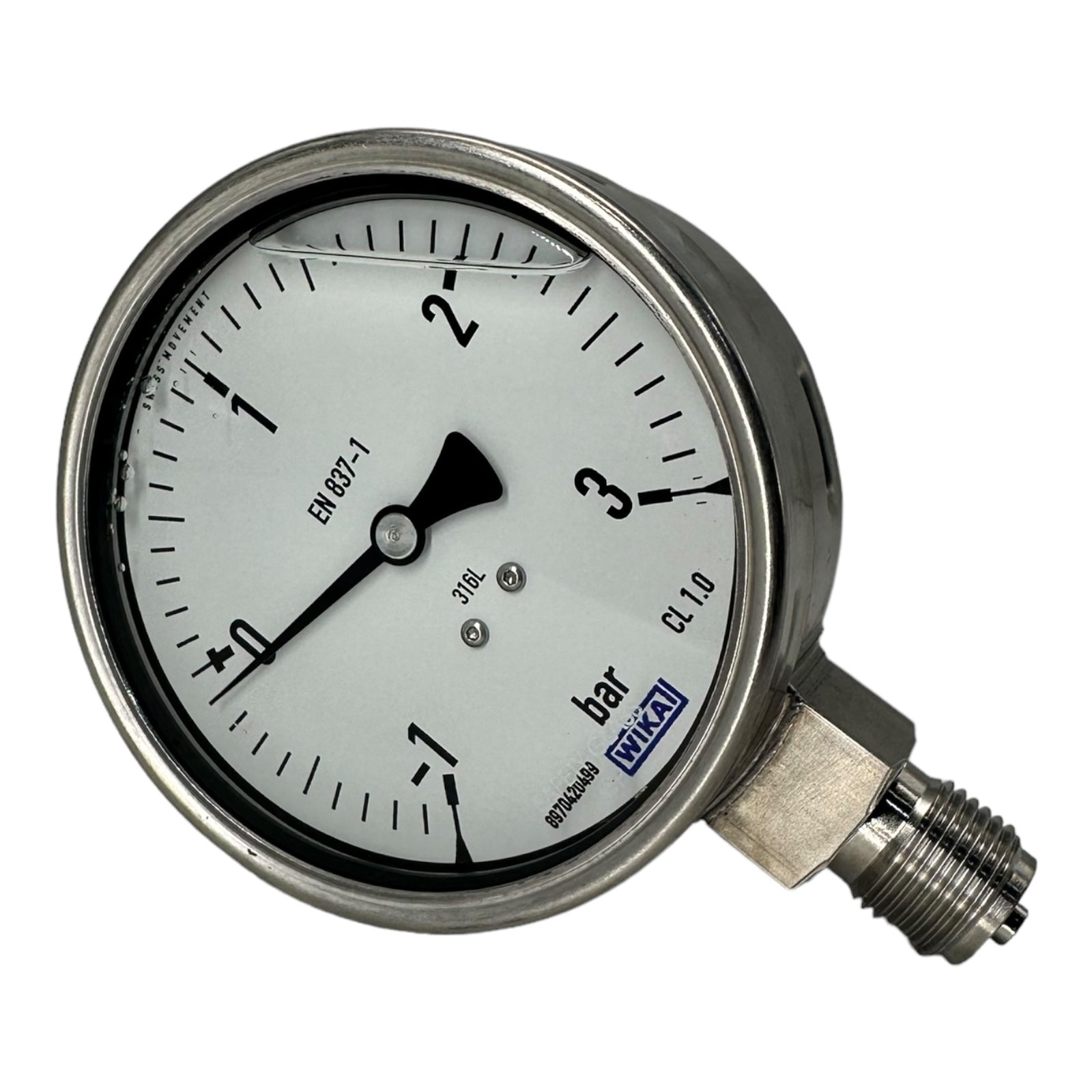 WIKA Glycerin-Manometer senkrecht, 100mm, -1 bis 3 bar