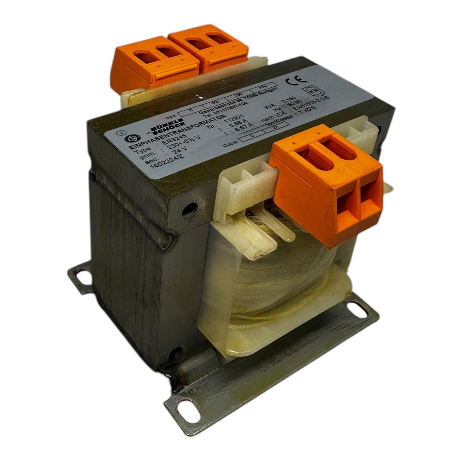 Bürkle + Schöck ER3245 Transformator / Trafo 0,160KVA PRI 230+5% 0,86A / 24V