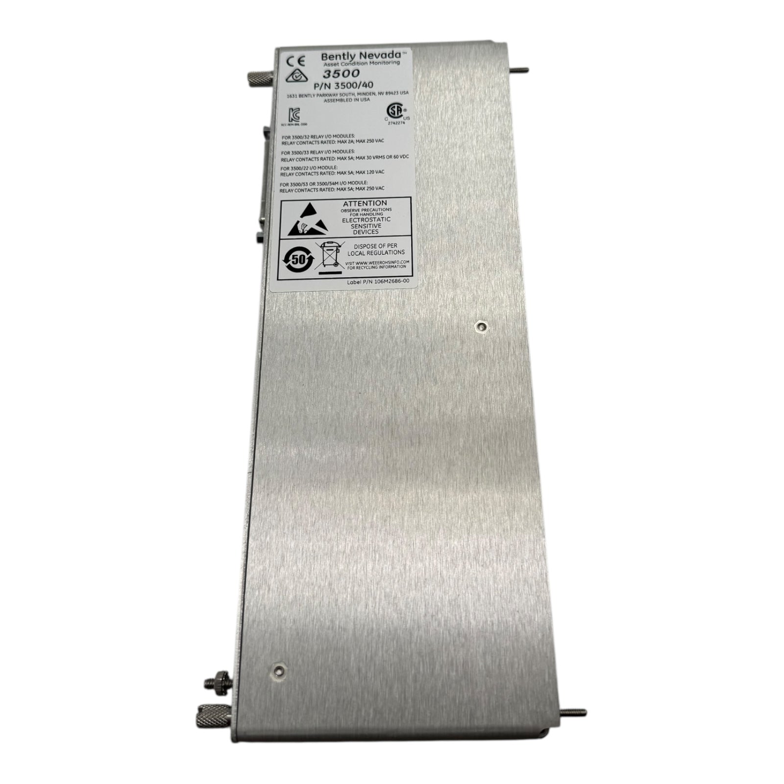 Bently Nevada 3500/40 126615-01 184139-10 106M2686-00 Proximitor-I/O-Module