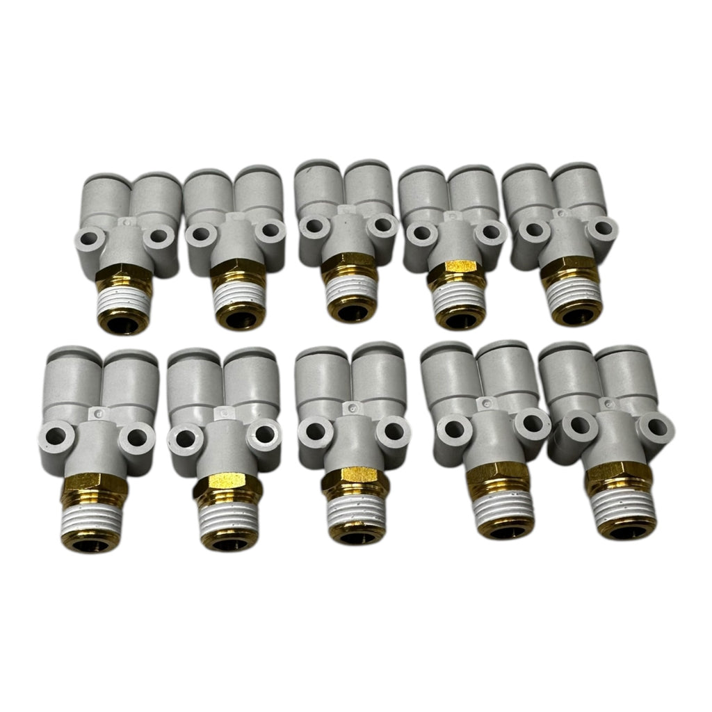 10x SMC KQ2U08-02AS Pneumatik Y-Steckverbinder 1/4” auf R1/4 Zoll