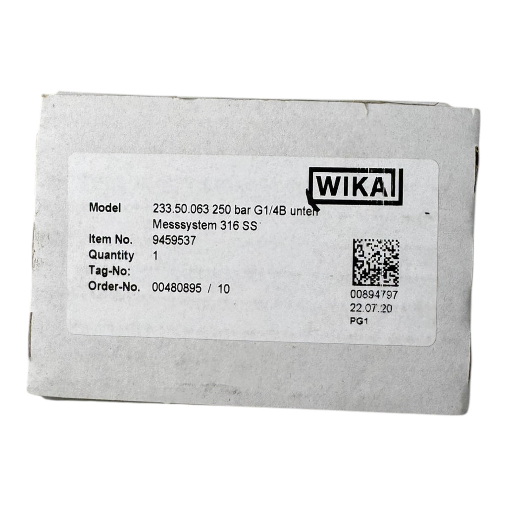 WIKA 233.50.063 Manometer 250bar G1/4B unten Edelstahl 316 Rohrfeder