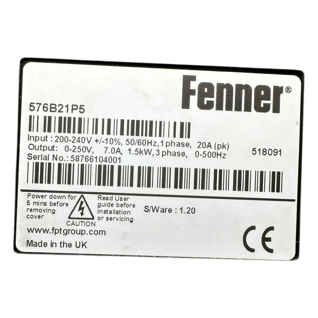 Fenner 576B21P5 Frequenzumrichter 1,5kW 230V 1ph auf 3ph IP66 QD
