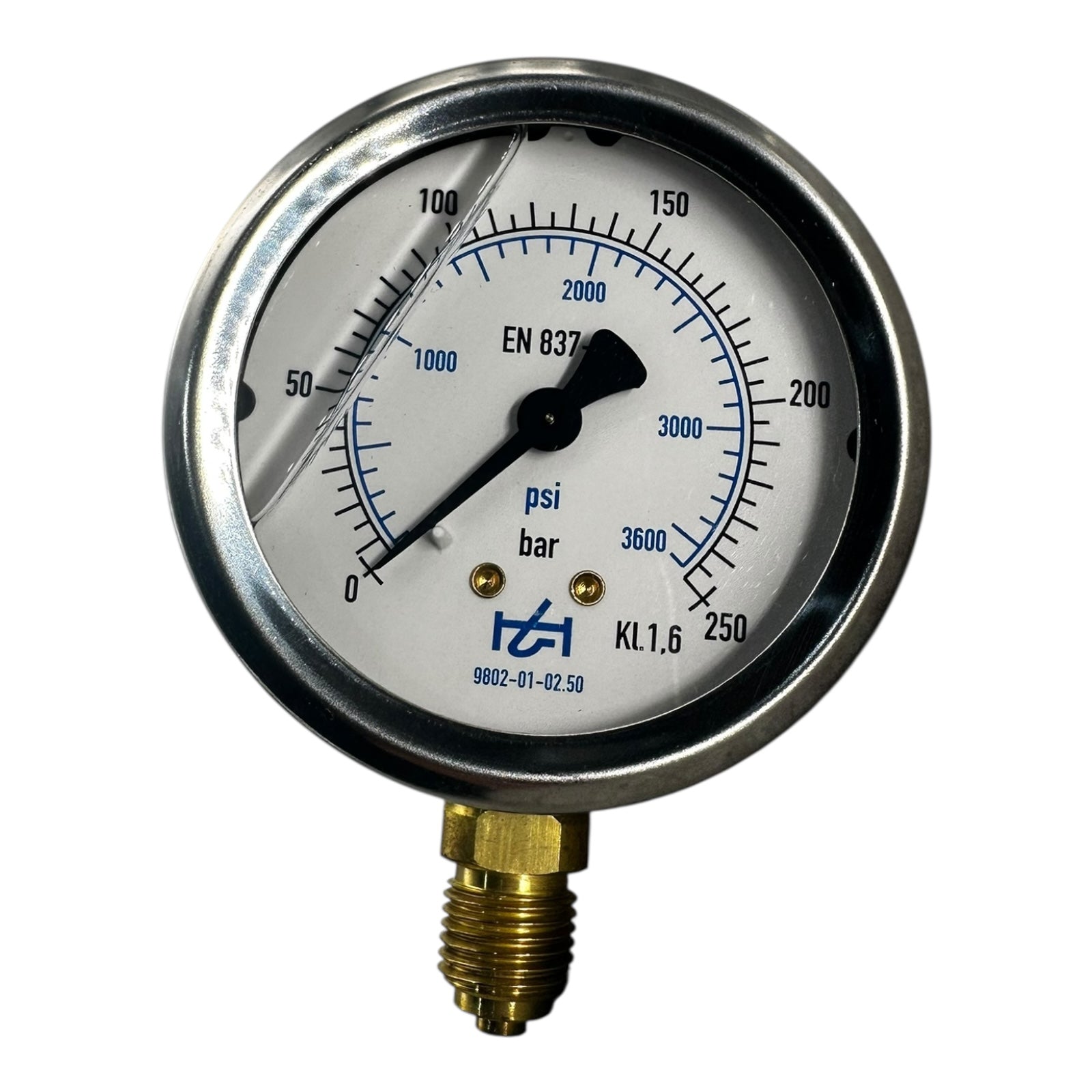 Hydrotechnik 9802-01-02.50 Manometer 0–250 bar 3600 psi G1/4” EN837 KL1.6
