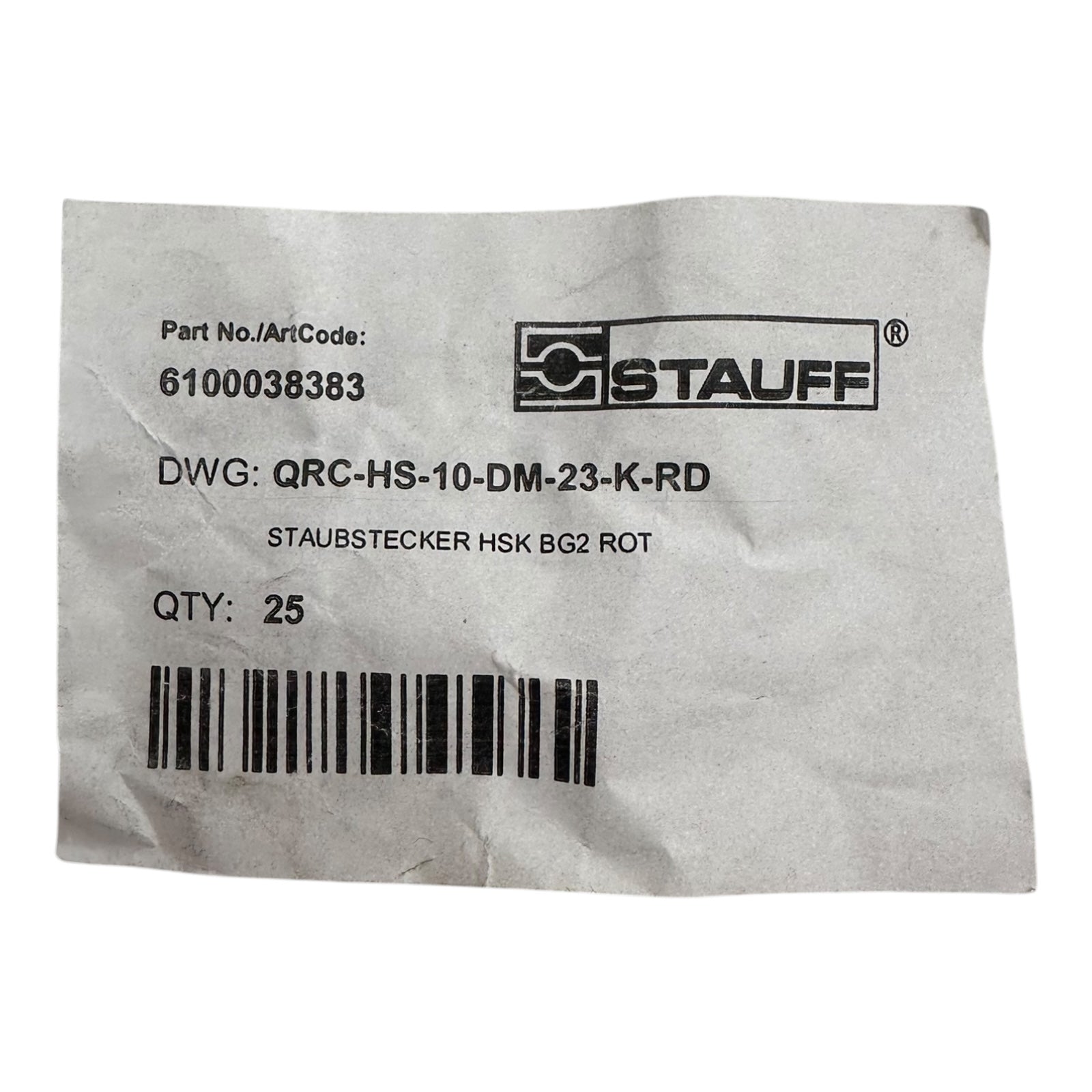 25x Stauff QRC-HS-10-DM-23-K-RD Schraubkupplung Staubschutz BG 2 - Nennweite 10