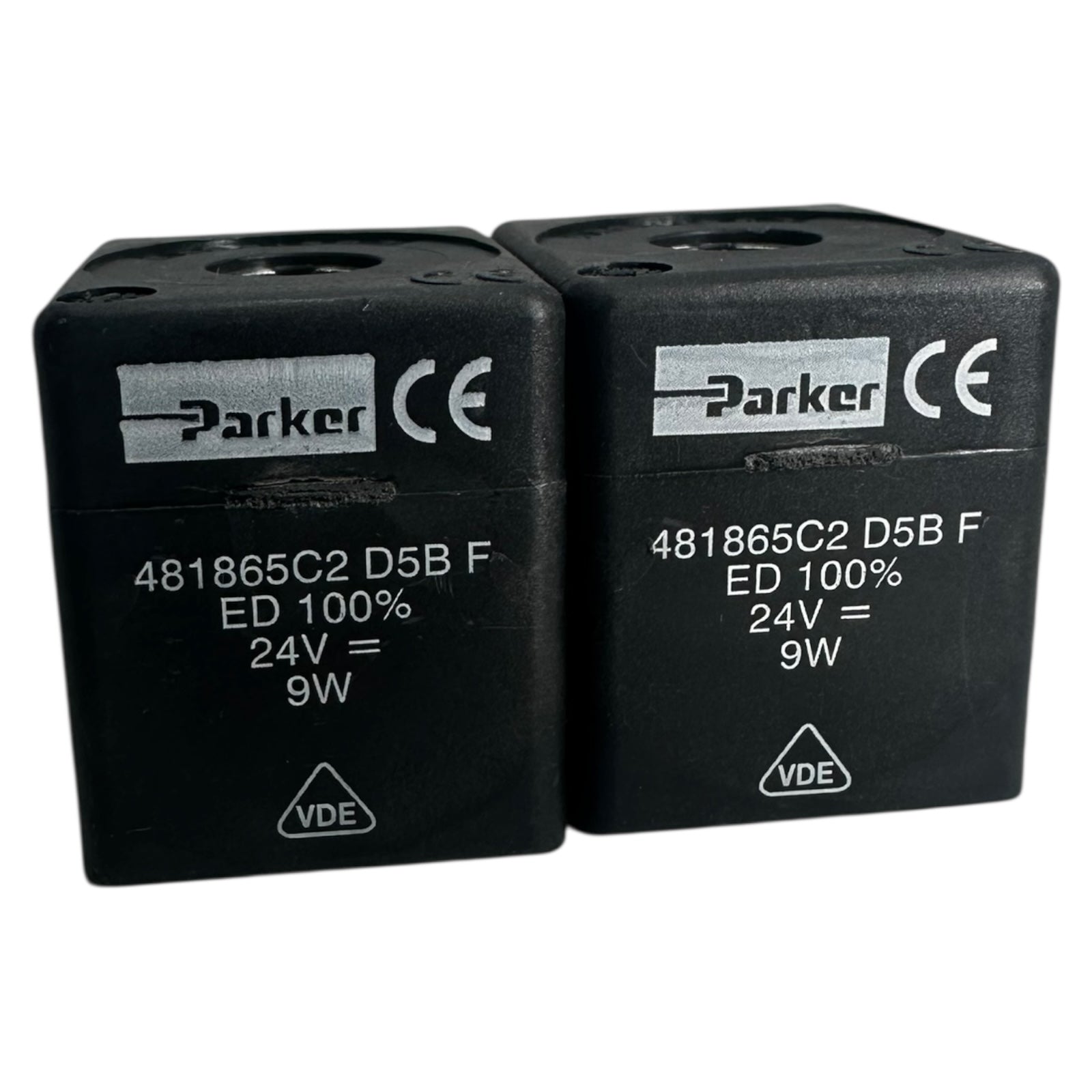 2x Parker 481865C2 D5B F Magnetspule 24V 9W Ventilspule VDE