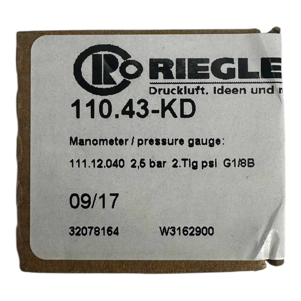 2x Riegler 111.12.040 110.43-KD Manometer Druckmesser Druckanzeige 2,5 bar G1/8B