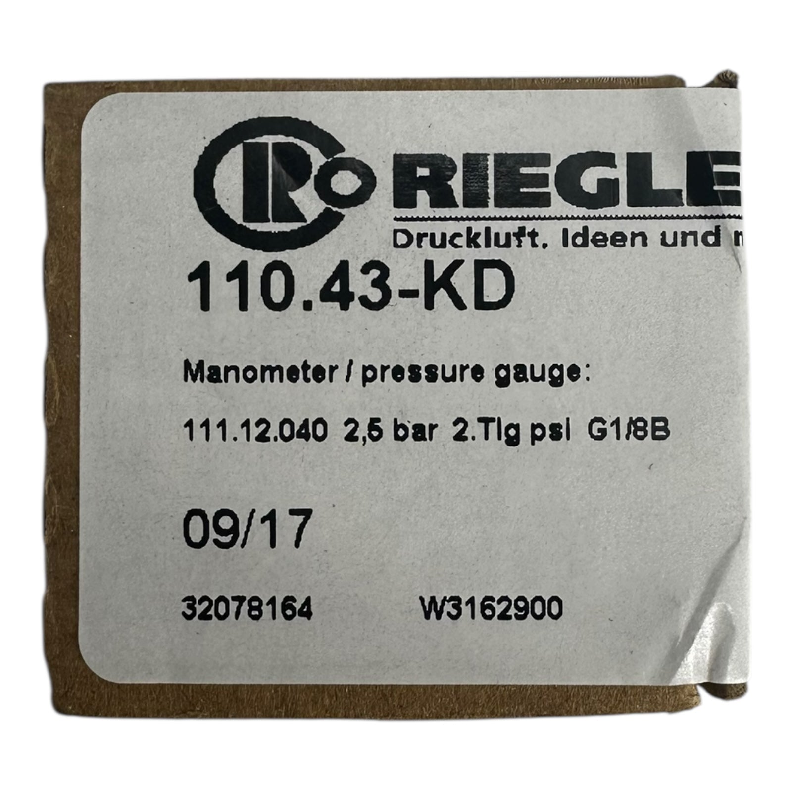 2x Riegler 111.12.040 110.43-KD Manometer Druckmesser Druckanzeige 2,5 bar G1/8B