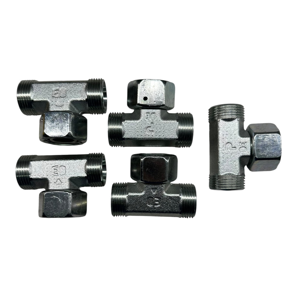 5x Parker ET22LOMDCF T-Anschluss-Stutzen mit Dichtkegel Gewinde Hydraulik