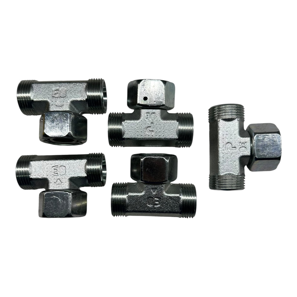 5x Parker ET22LOMDCF T-Anschluss-Stutzen mit Dichtkegel Gewinde Hydraulik