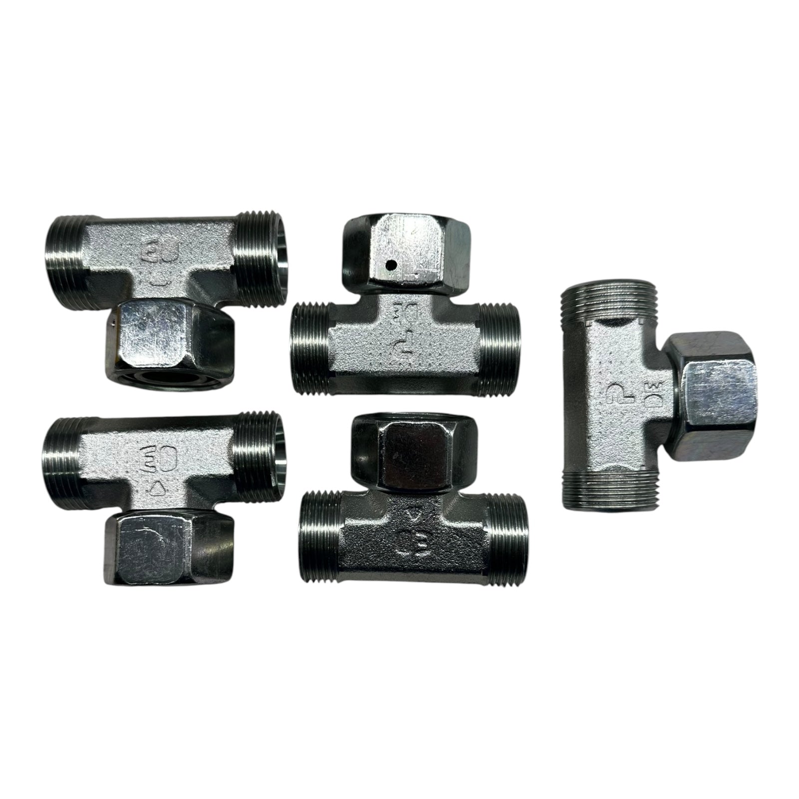 5x Parker ET22LOMDCF T-Anschluss-Stutzen mit Dichtkegel Gewinde Hydraulik