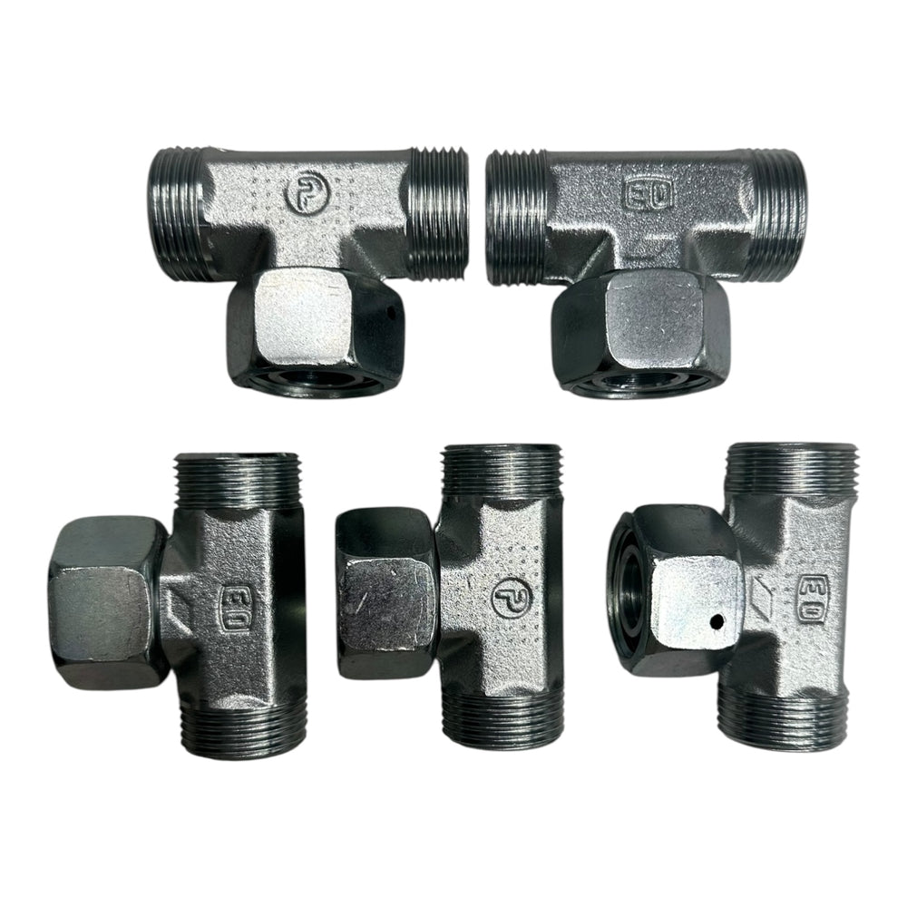 5x Parker ET22LOMDCF EO T-Verschraubung Dichtkegel Hydraulik fitting 22 mm NEU