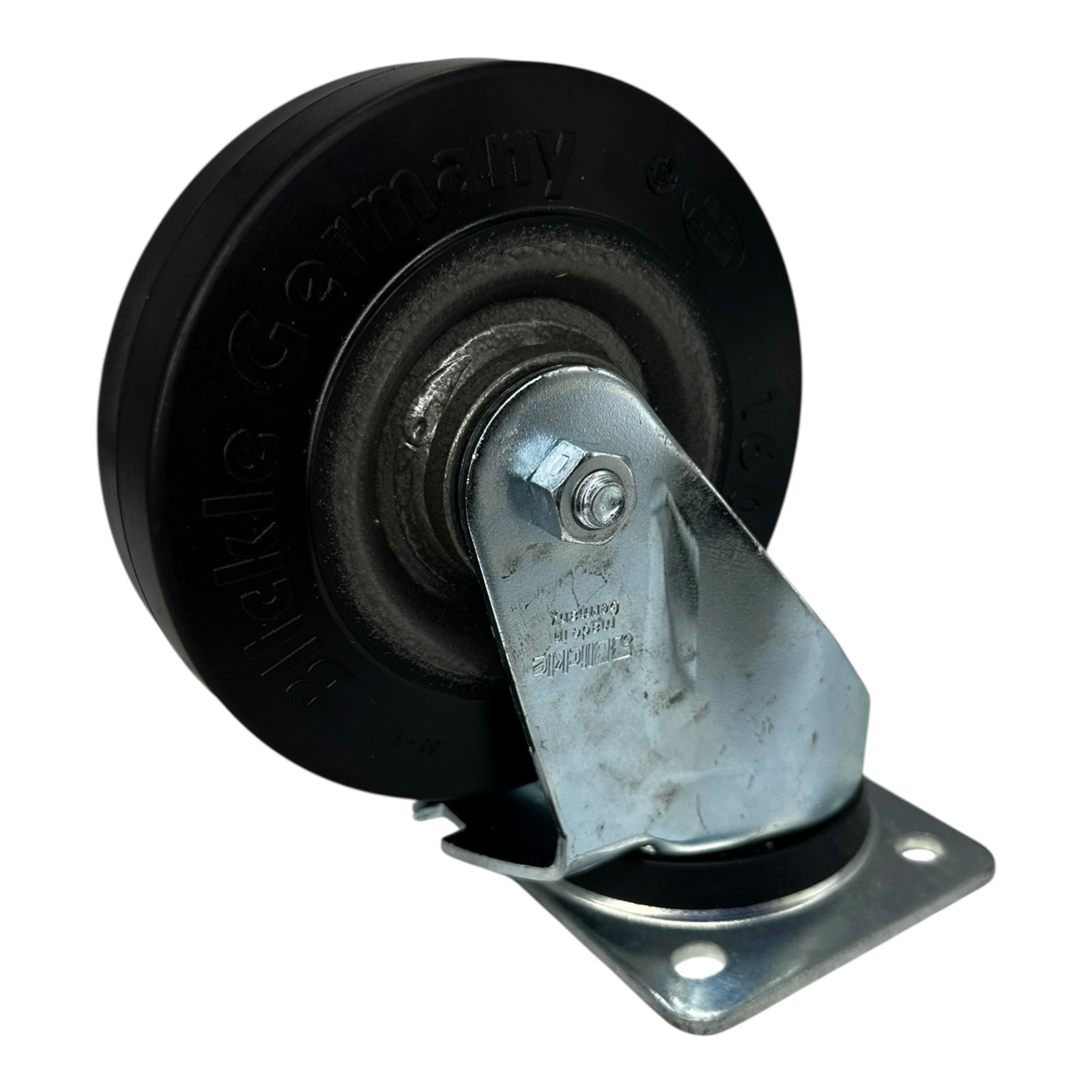 Blickle 160mm Lenkrolle Stahl-Lenkblech Vollgummi Rolle 400kg Tragkraft