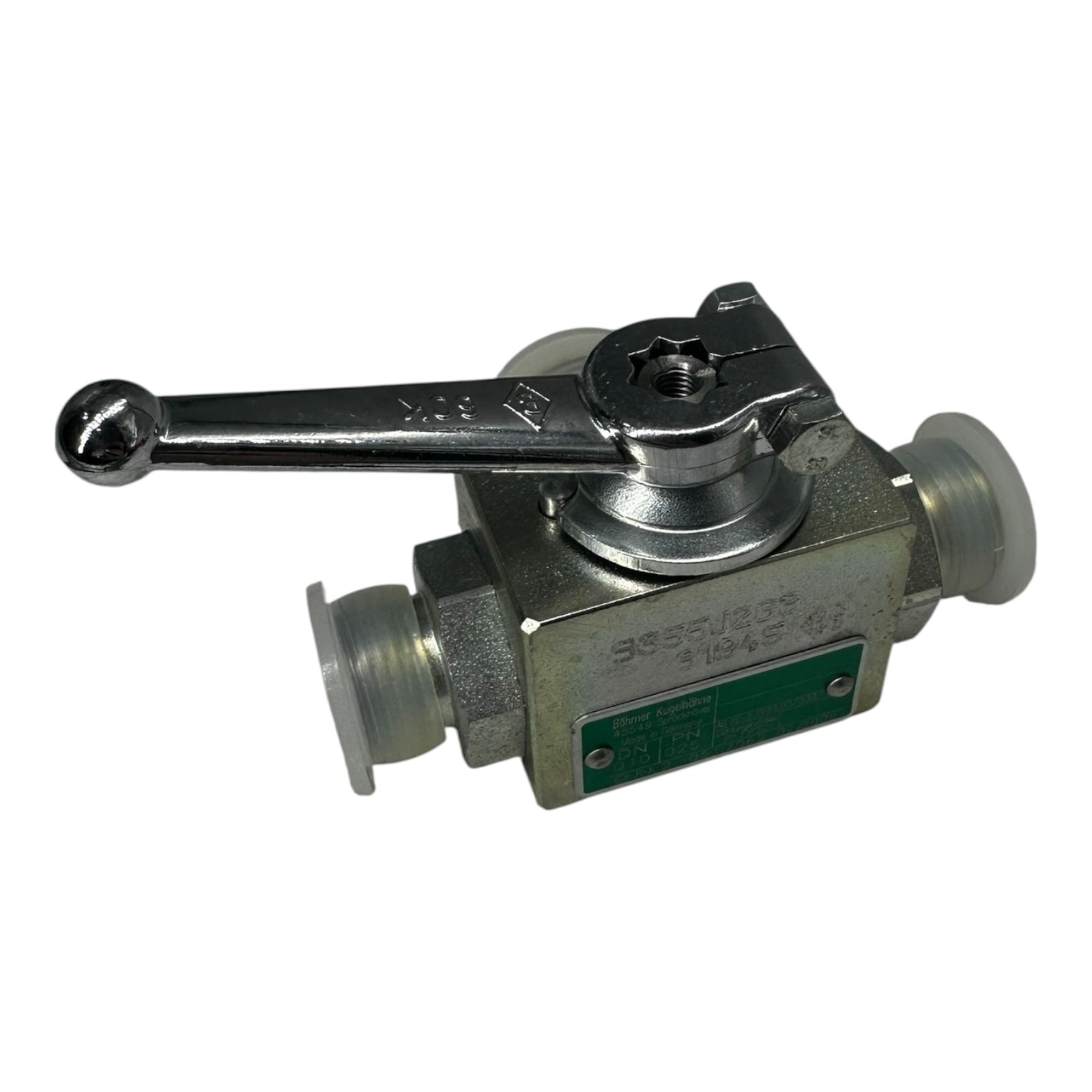 Böhmer Kugelhahn DN10 PN25 3-Wege Ventil Edelstahl PTFE Dichtung