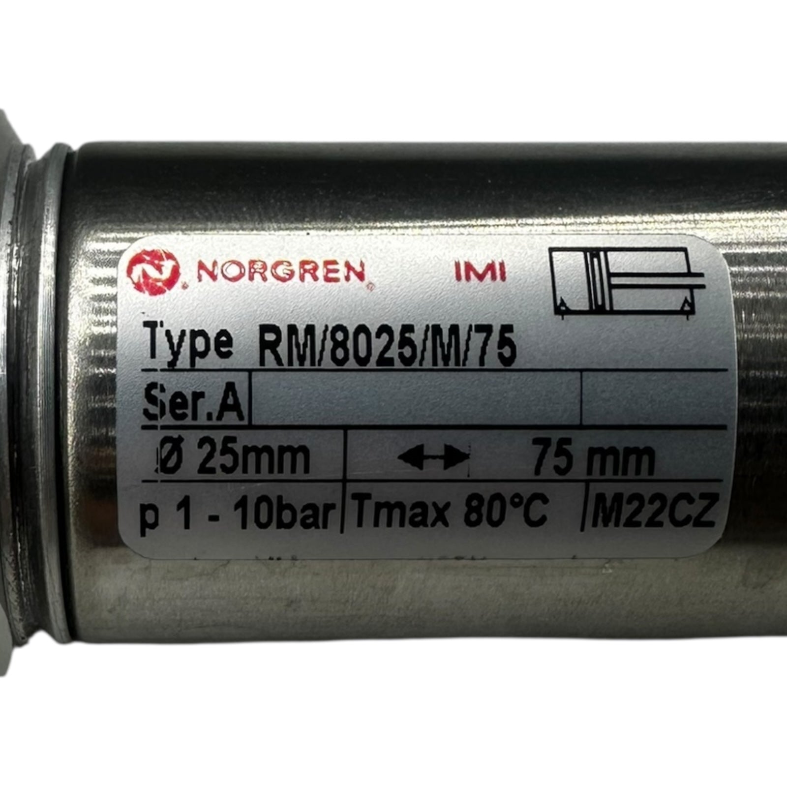 Norgren Pneumatikzylinder RM/8025/M/75 Ø25mm Hub 75mm 10bar Edelstahl Neu