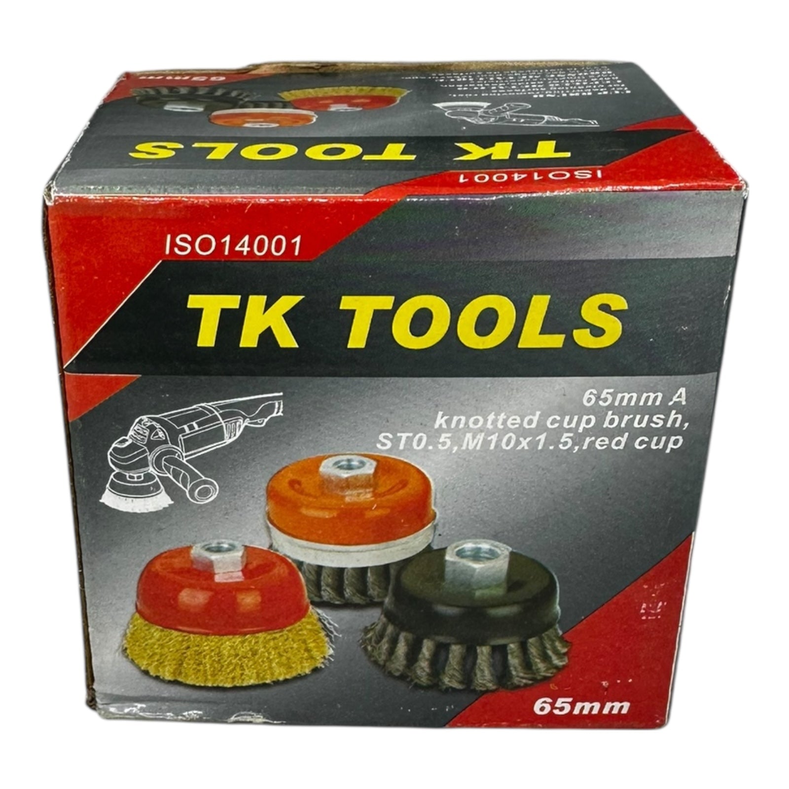 4x TK Tools Topfbürste 65mm gezopft Drahtbürste M10x1,5 ST0.5 Winkelschleifer