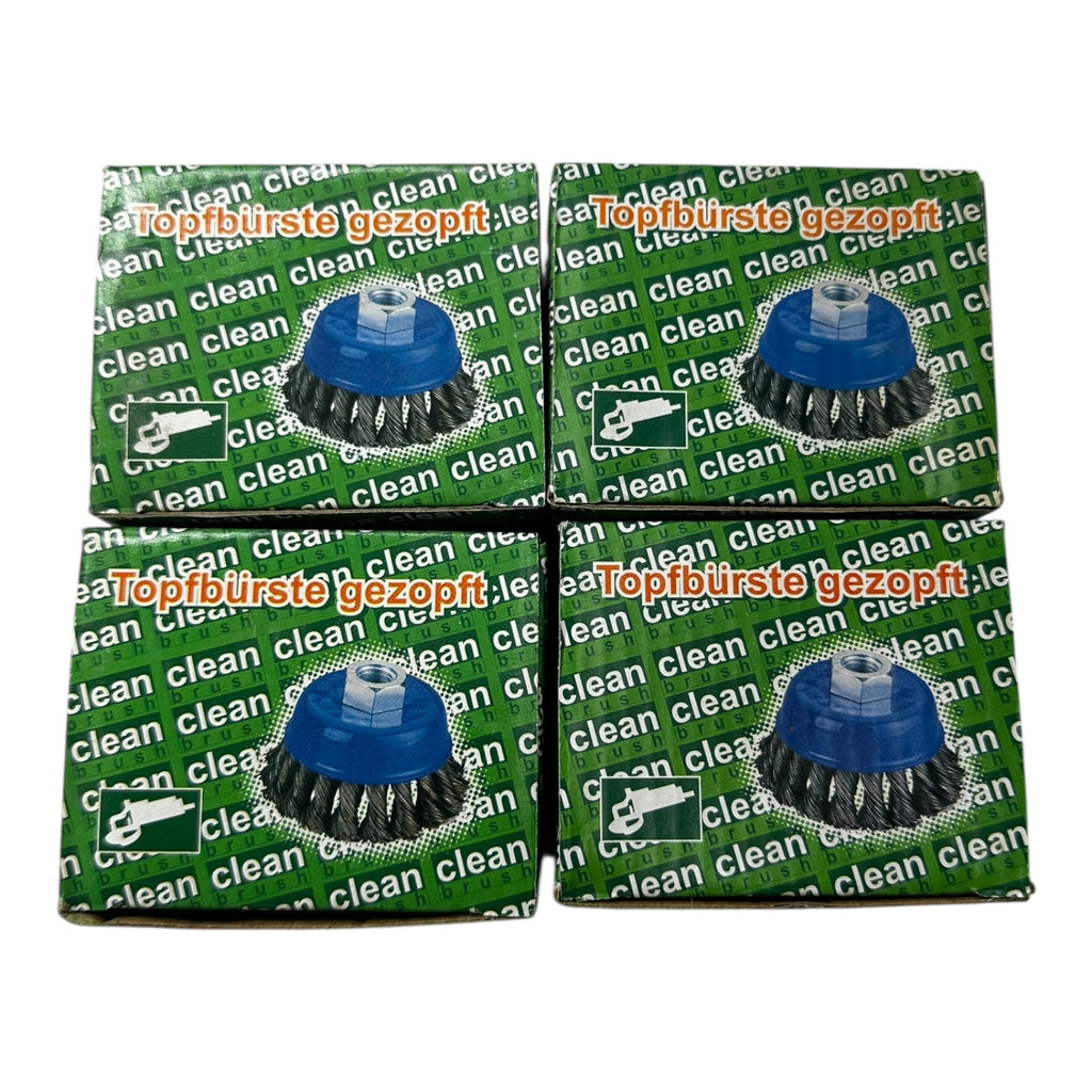 4x Cup Brush Knot Type Drahtbürste 65mm M14 M12 M10 Bohrung 8/16mm 13000RPM