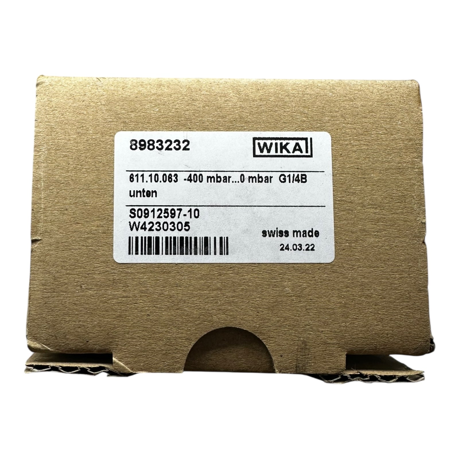 Wika Manometer -400…0 mbar Ø63mm EN 837-1 Vakuummeter G1/4B CL2.5 Swiss Made neu