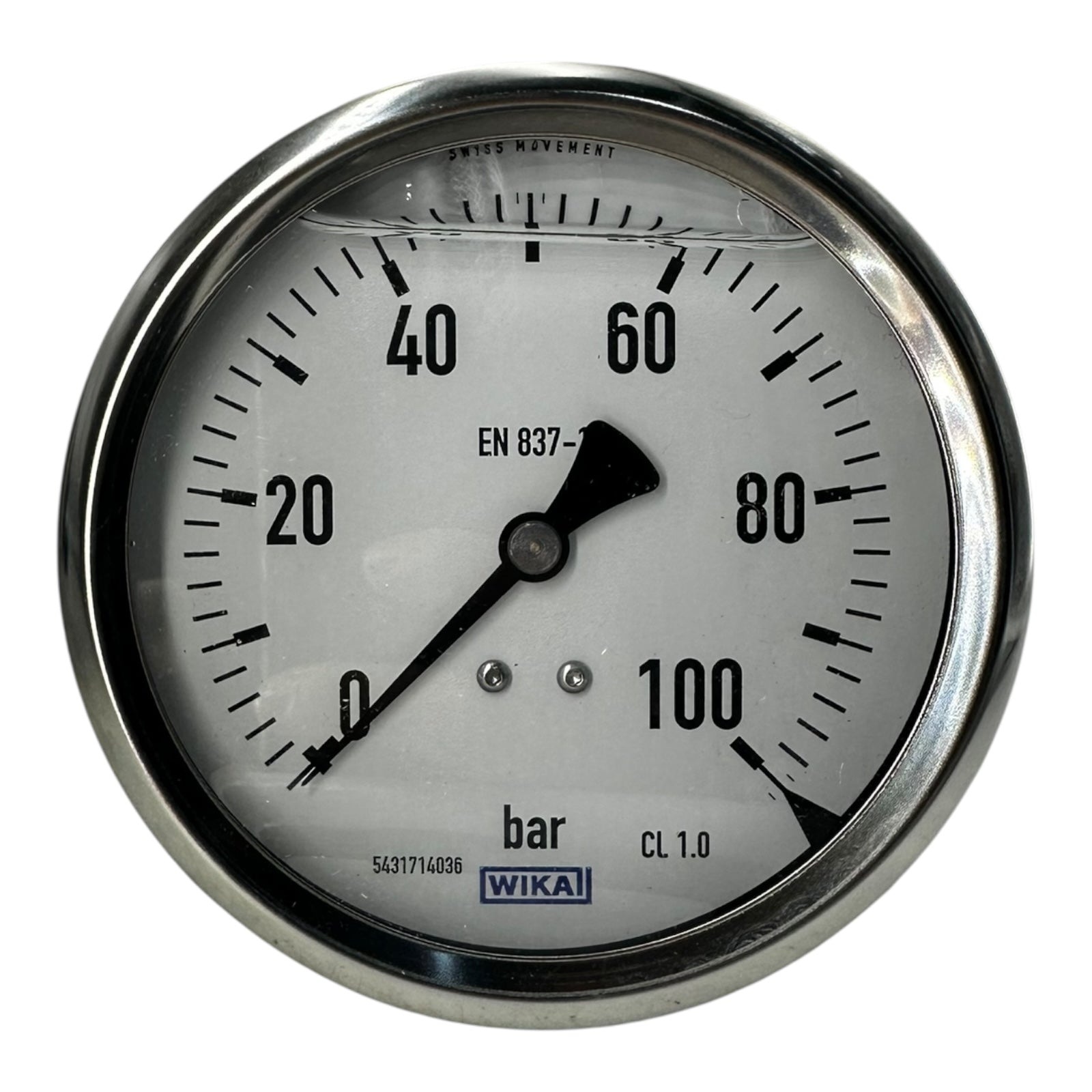 WIKA Manometer 213.53.100 100 bar G1/2B hinten exzentrisch 100mm Druckmesser