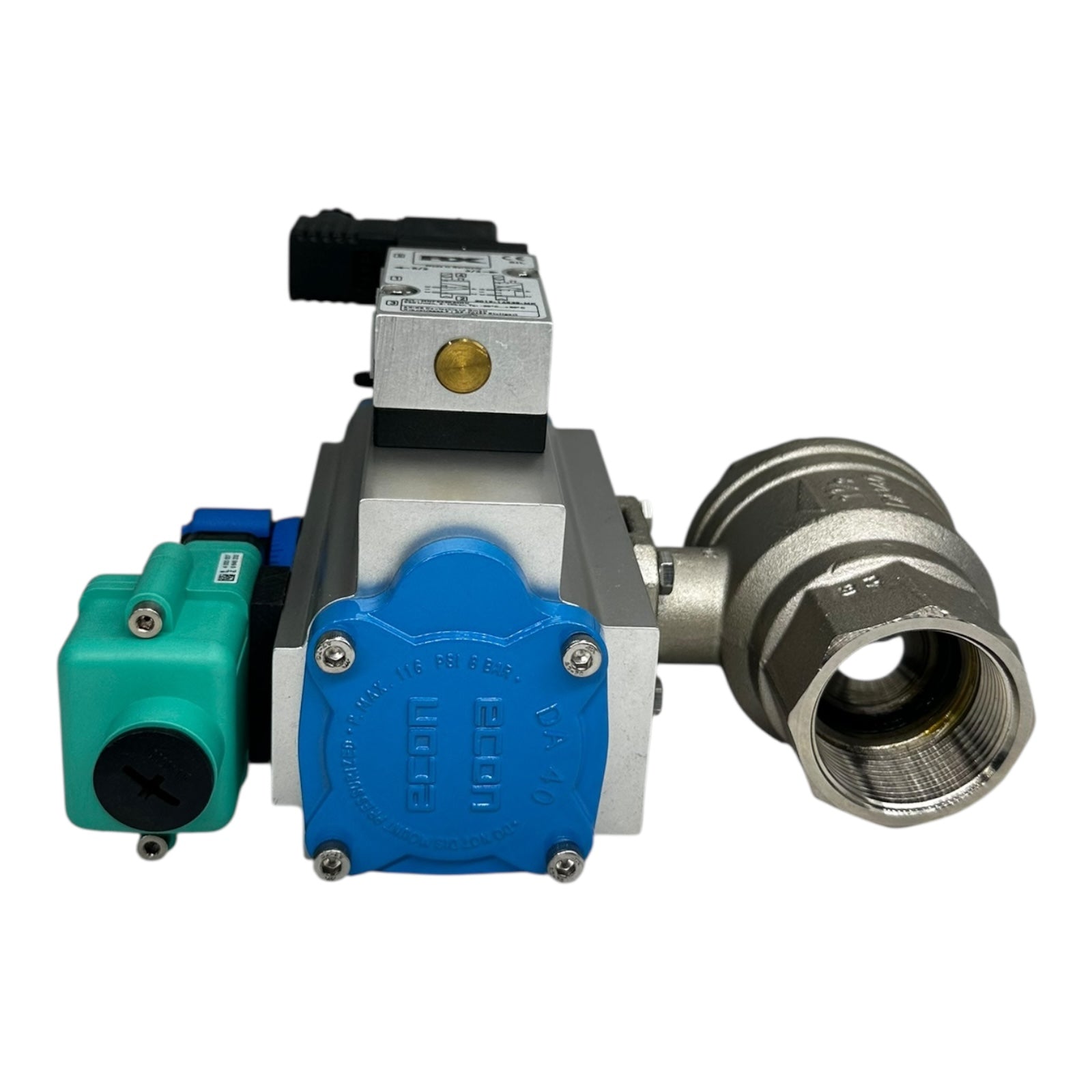 Econ Kugelhahn DN40 PN16 Edelstahl mit Pneumatik Antrieb RX P+F Sensor NEU
