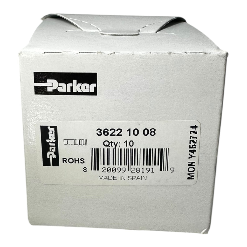 10x Parker Schlauchverbinder 3622 10 08 Rohrkupplung Messing vernickelt