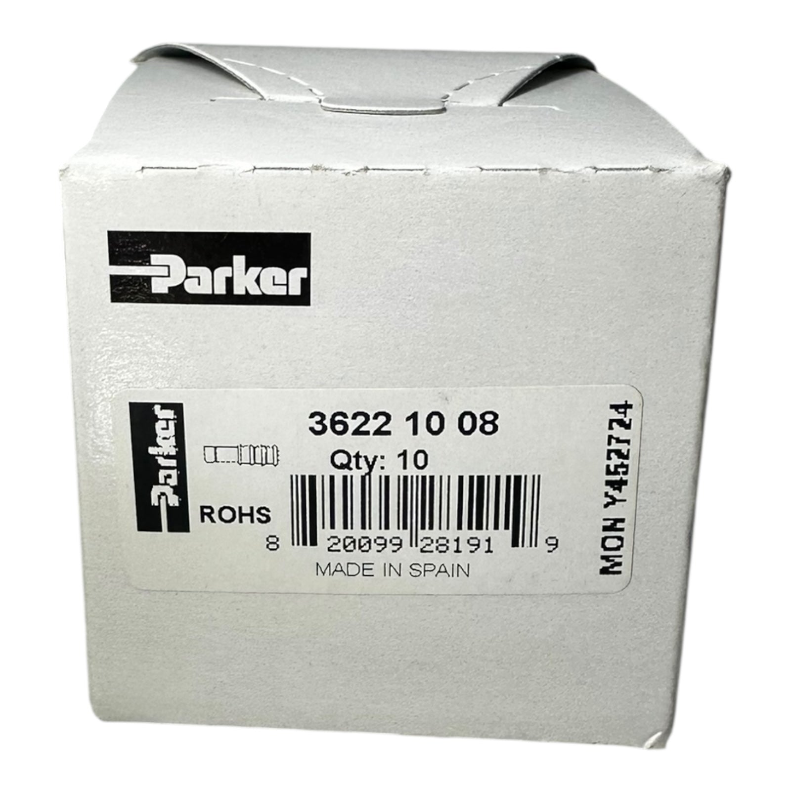 10x Parker Schlauchverbinder 3622 10 08 Rohrkupplung Messing vernickelt