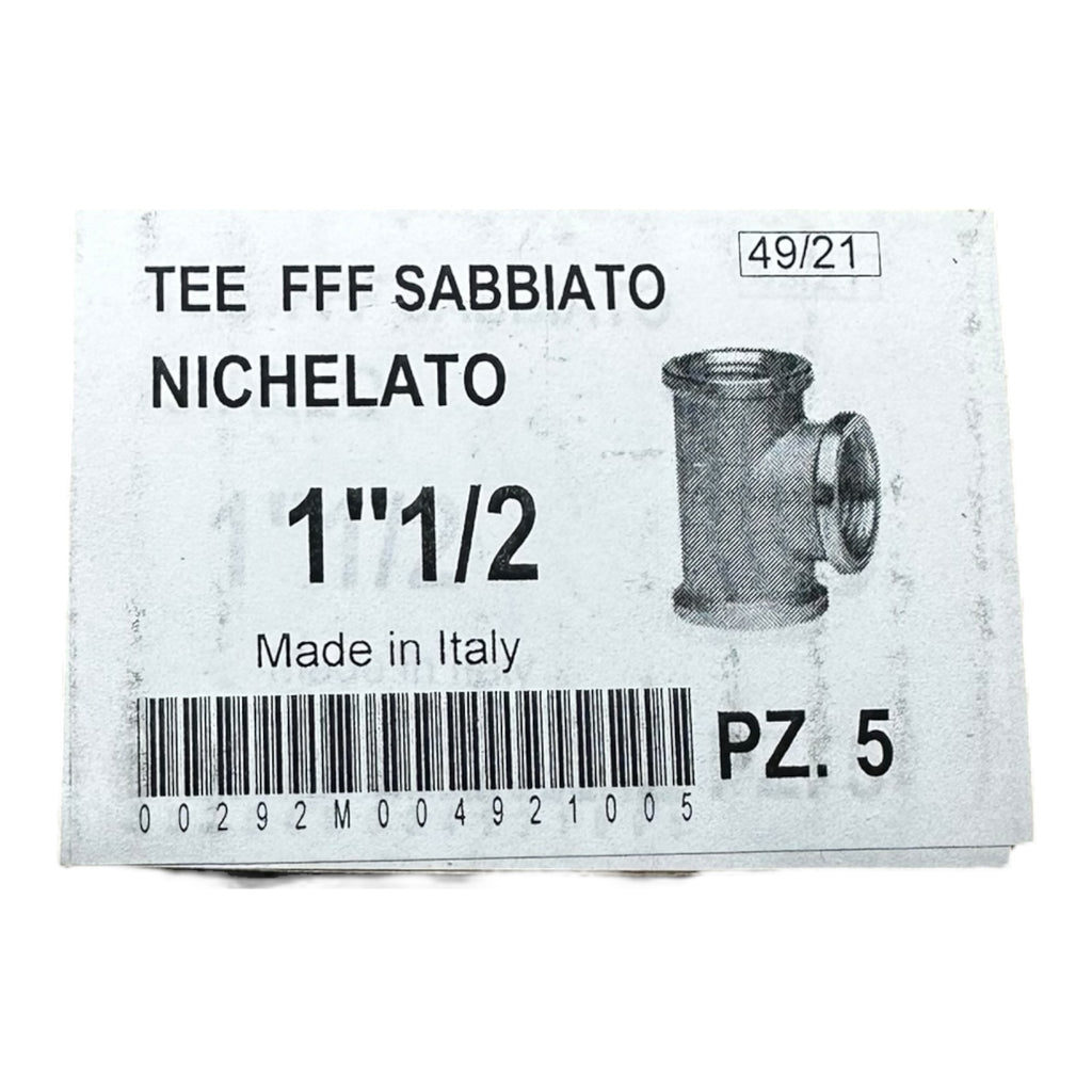 5x T-Stück 1½” FFF vernickelt Messing TEE Fitting Made in Italy Sanitär PN16