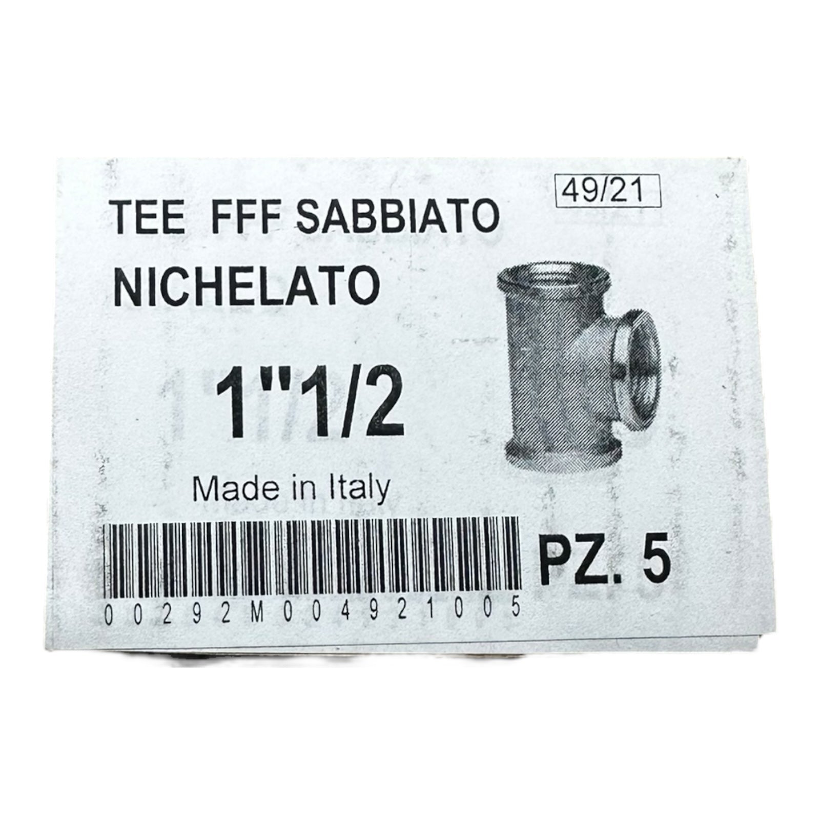 5x T-Stück 1½” FFF vernickelt Messing TEE Fitting Made in Italy Sanitär PN16