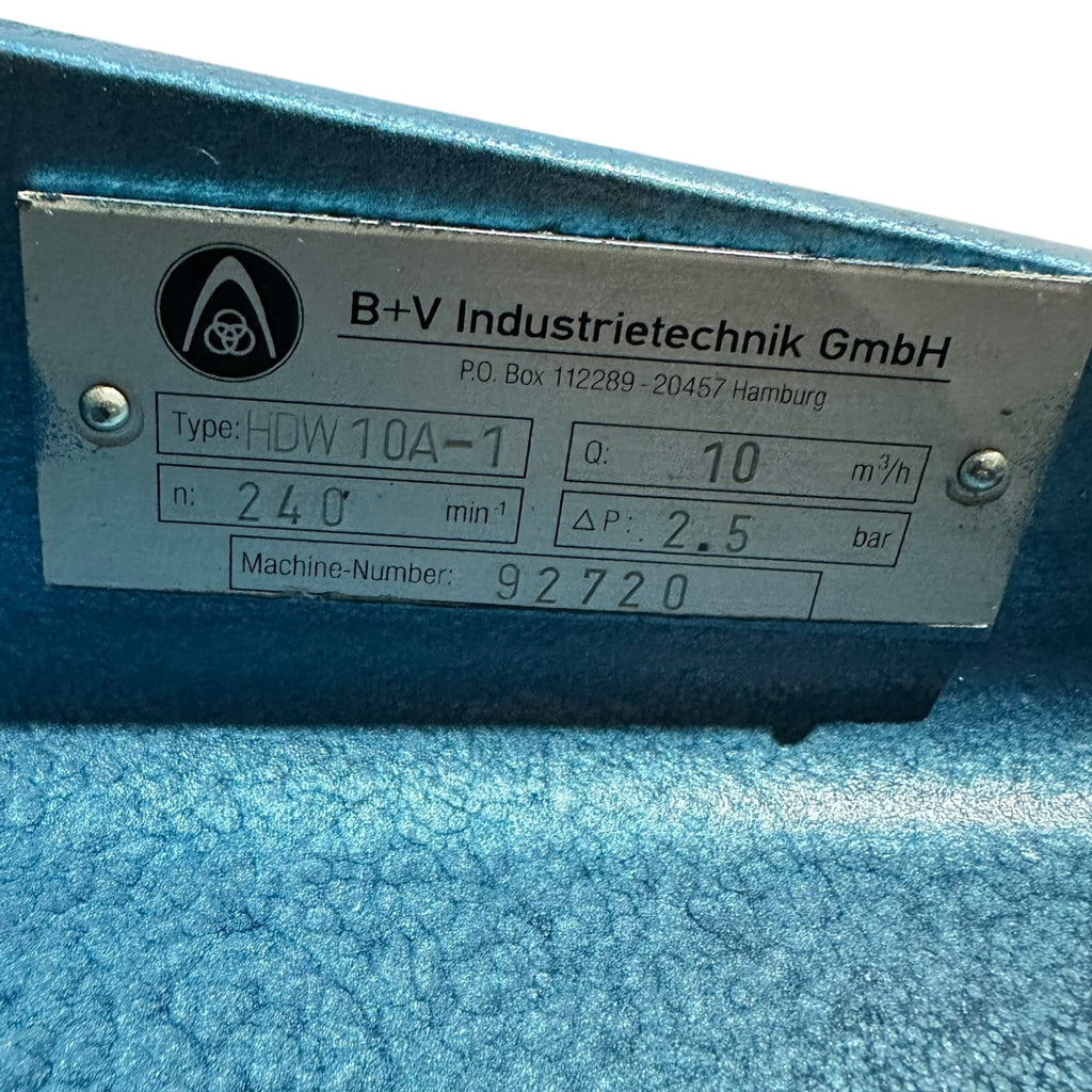 B+V HDW 10A-1 Exzenterschneckenpumpe Getriebebau NORD SK25F-100L/40 3 kW DN125