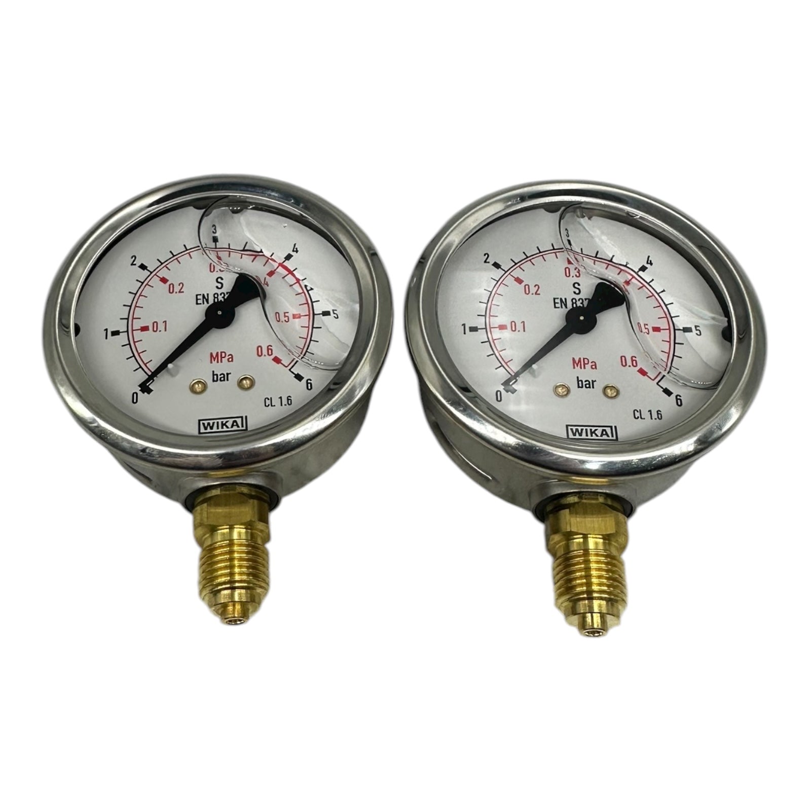 2x WIKA Manometer 213.53.063 0–6 bar G1/4B CL 1.6 EN 837 Messgerät Druckanzeige