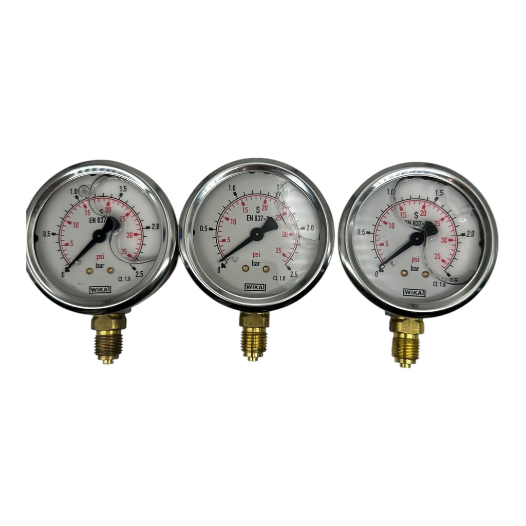 3x WIKA Manometer 0–2,5 bar 0–35 psi G1/4B EN 837 CL 1.6 Edelstahl Druckanzeige