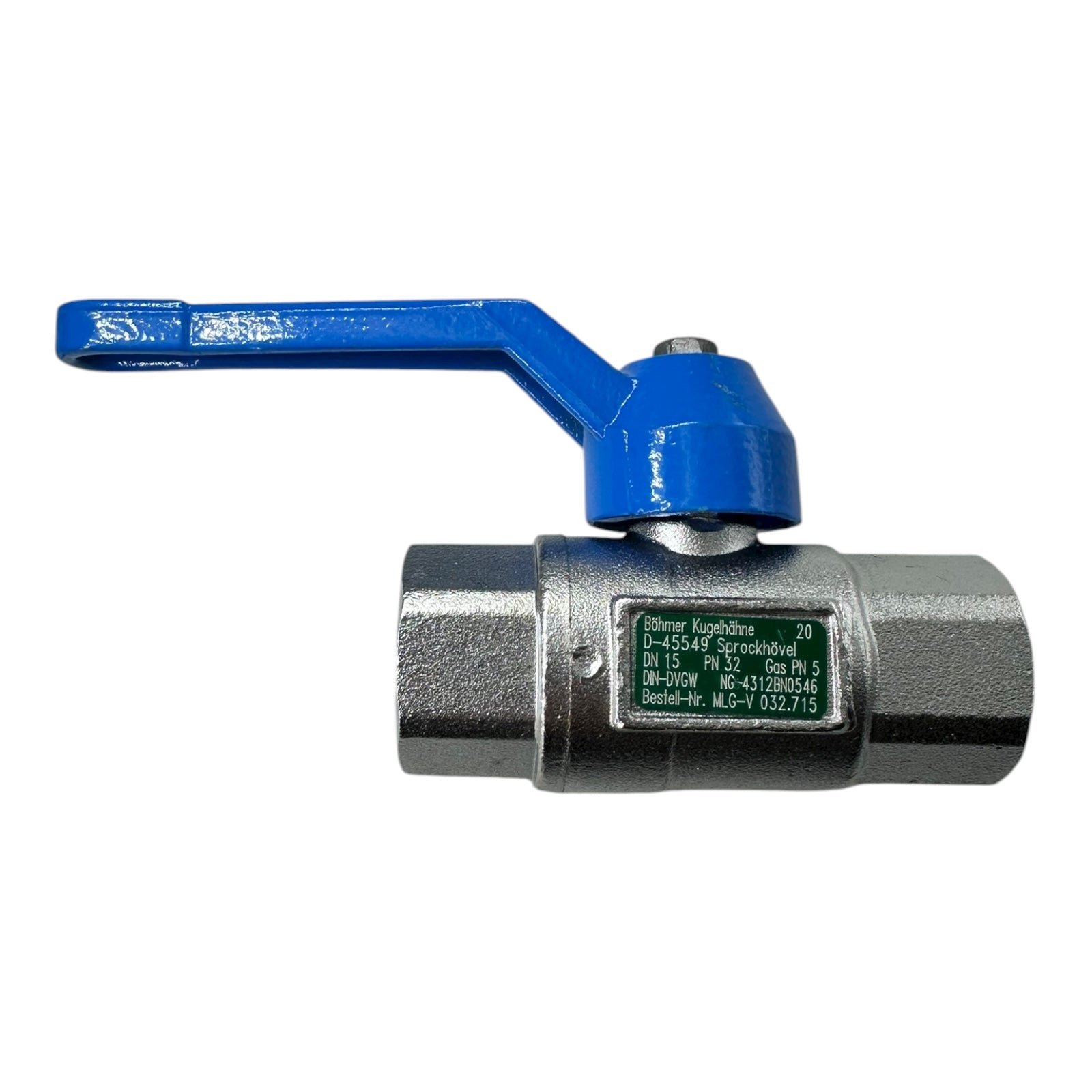 2x Böhmer Kugelhahn MLG-V 032.715 DN15 PN32 G1/2” Gasventil DVGW Edelstahl