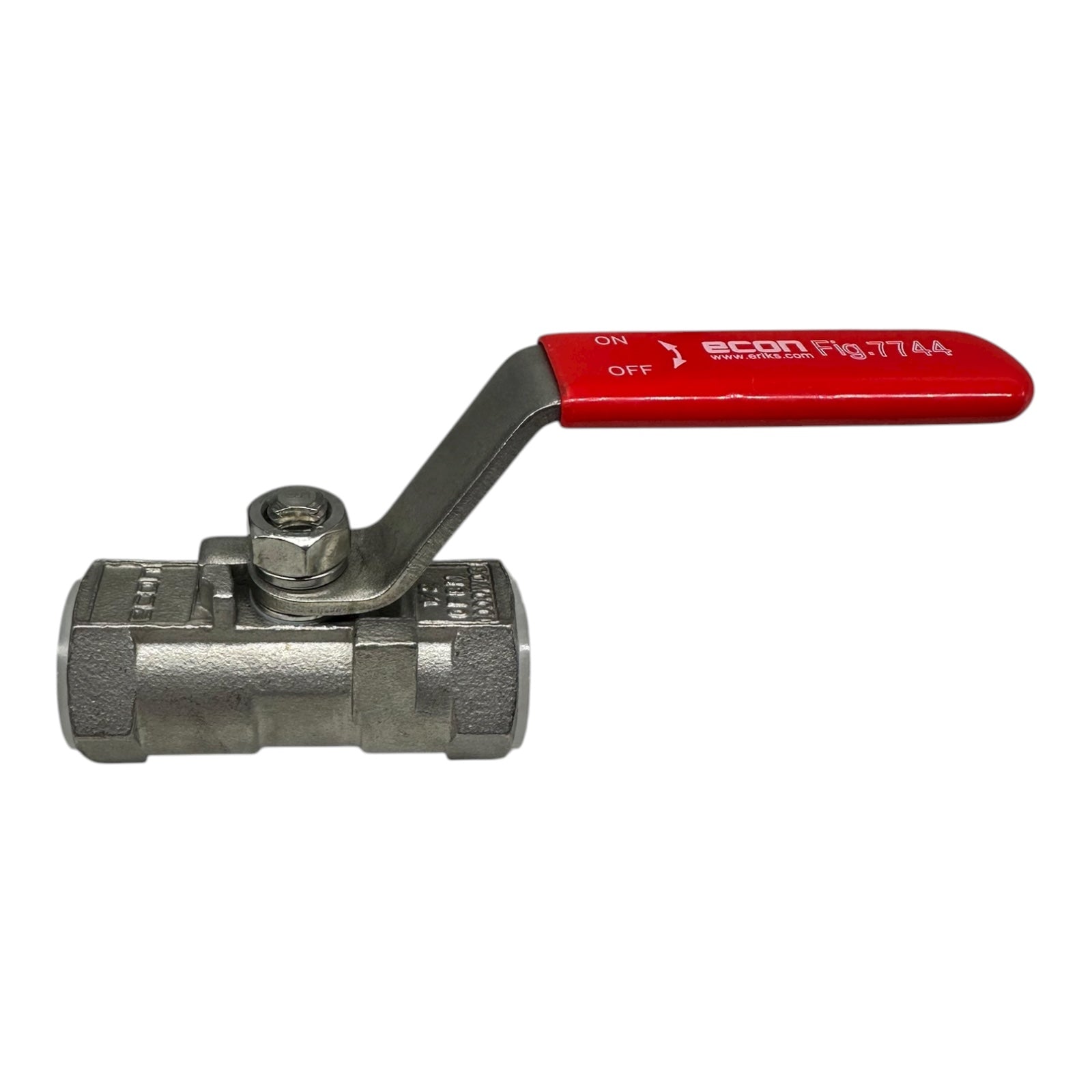 10x Econ EC0774401 Edelstahl Kugelhahn DN12 PN68 2-Wege Ventil roter Griff